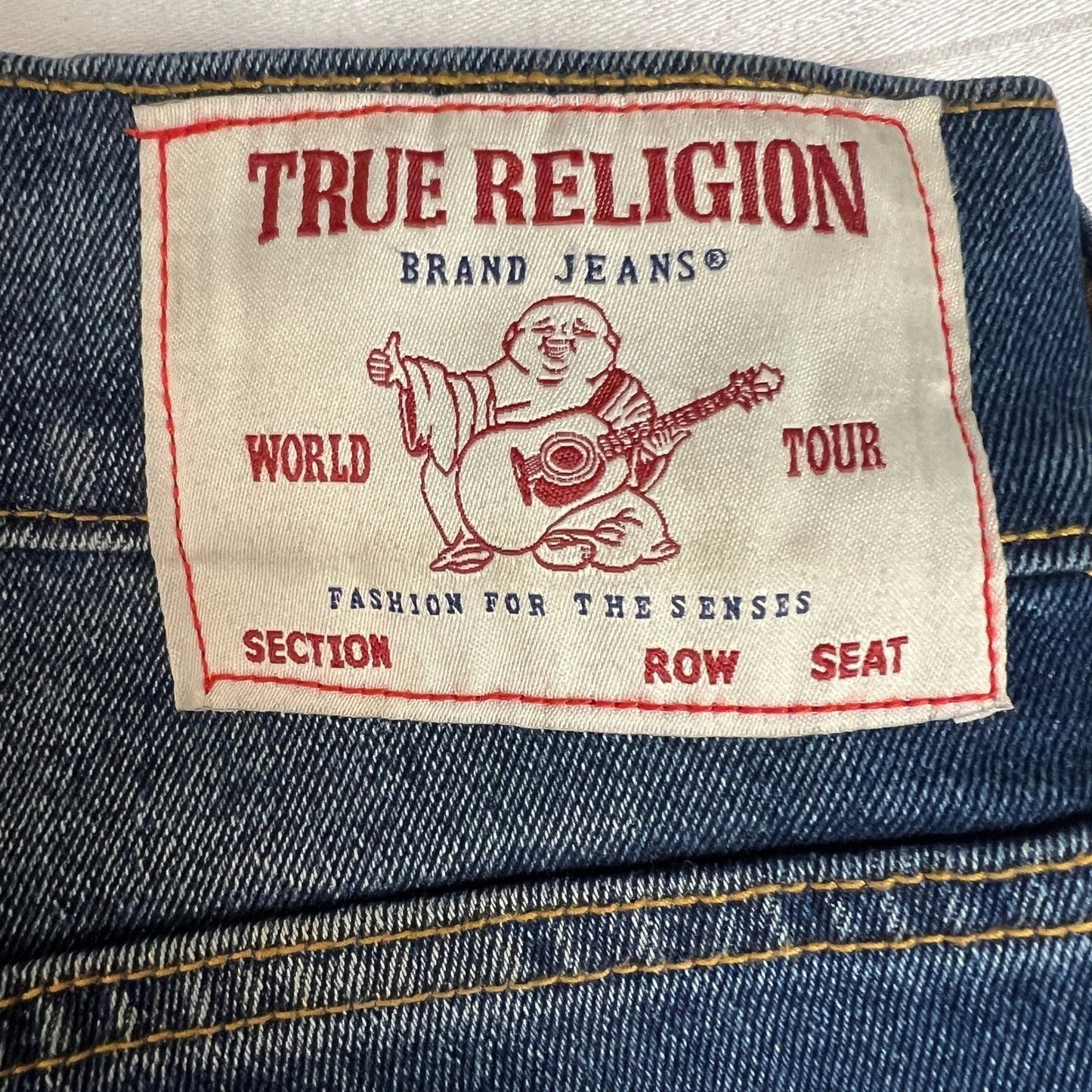 True Religion Geno Jeans Mens 32W Relaxed Slim Blue Wash Denim Y2K Punk