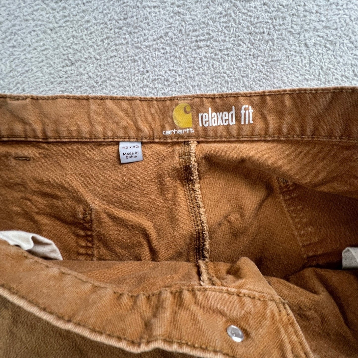 Carhartt Carpenter Pants Mens 42x32 Brown Relaxed Fit Workwear Canvas Utility