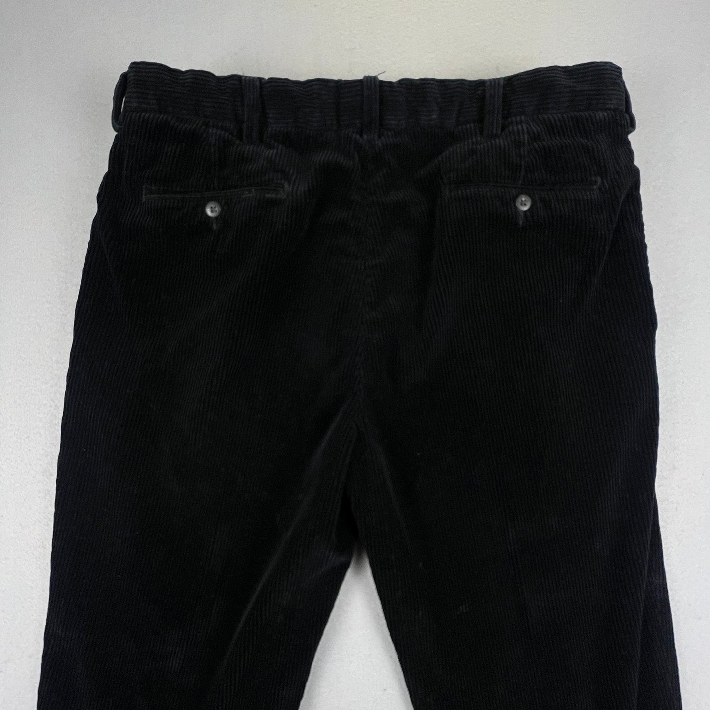 VTG Polo Ralph Lauren Ethan Pant Mens 36/32 Black Corduroy Pleated Trousers