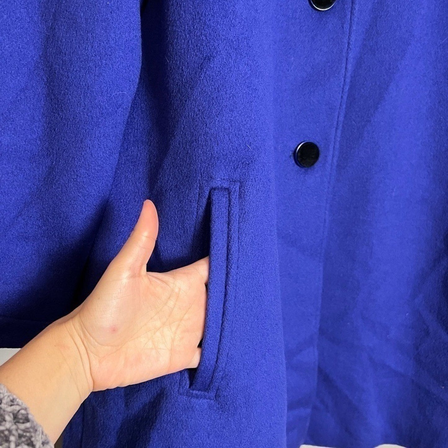 Princess Royalcore Swing Women's Blue Wool Coat Velvet Collar Size 10