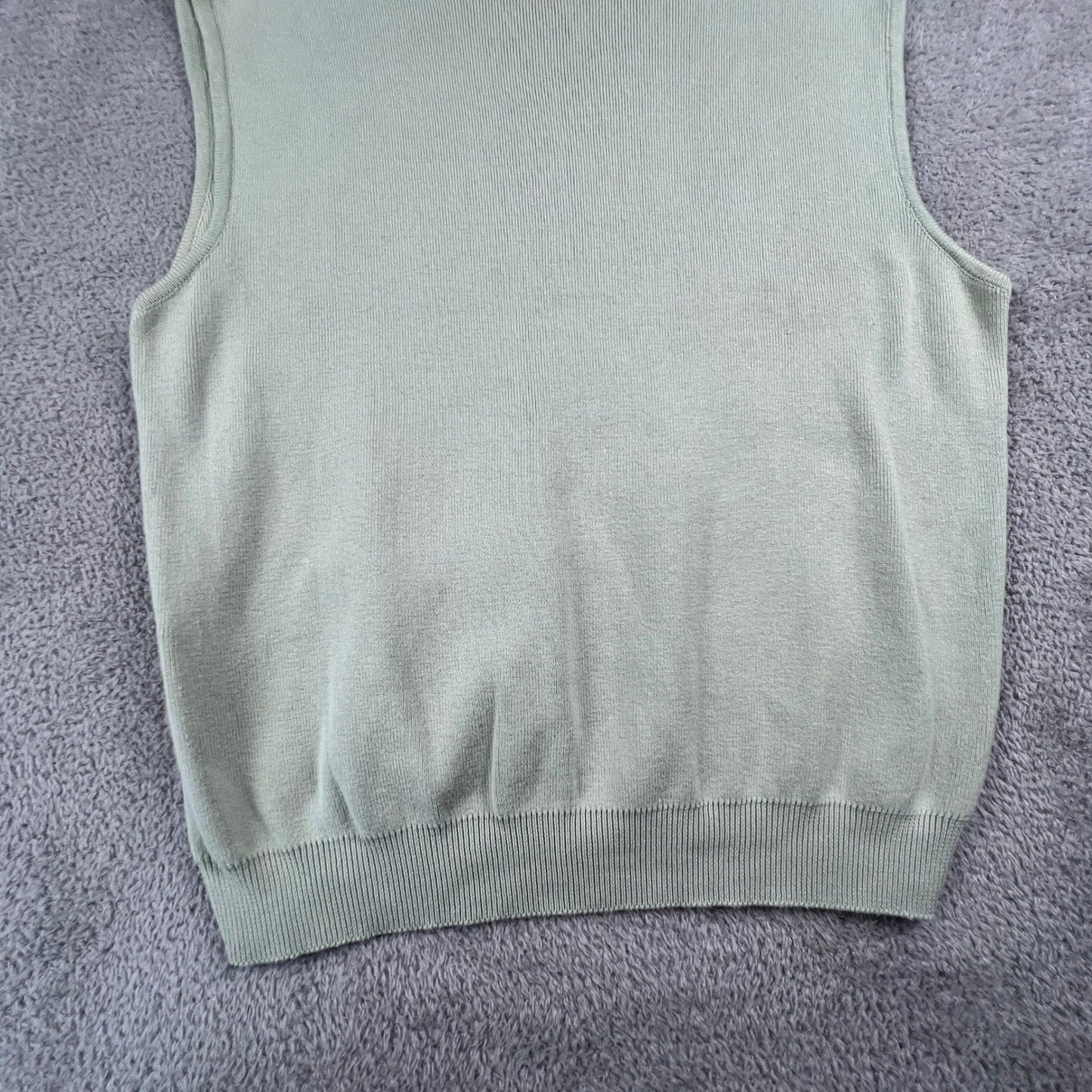 Talbots Sweater Vest Womens XL Green 100% Cotton Ribbed Knit Minimalist Classic