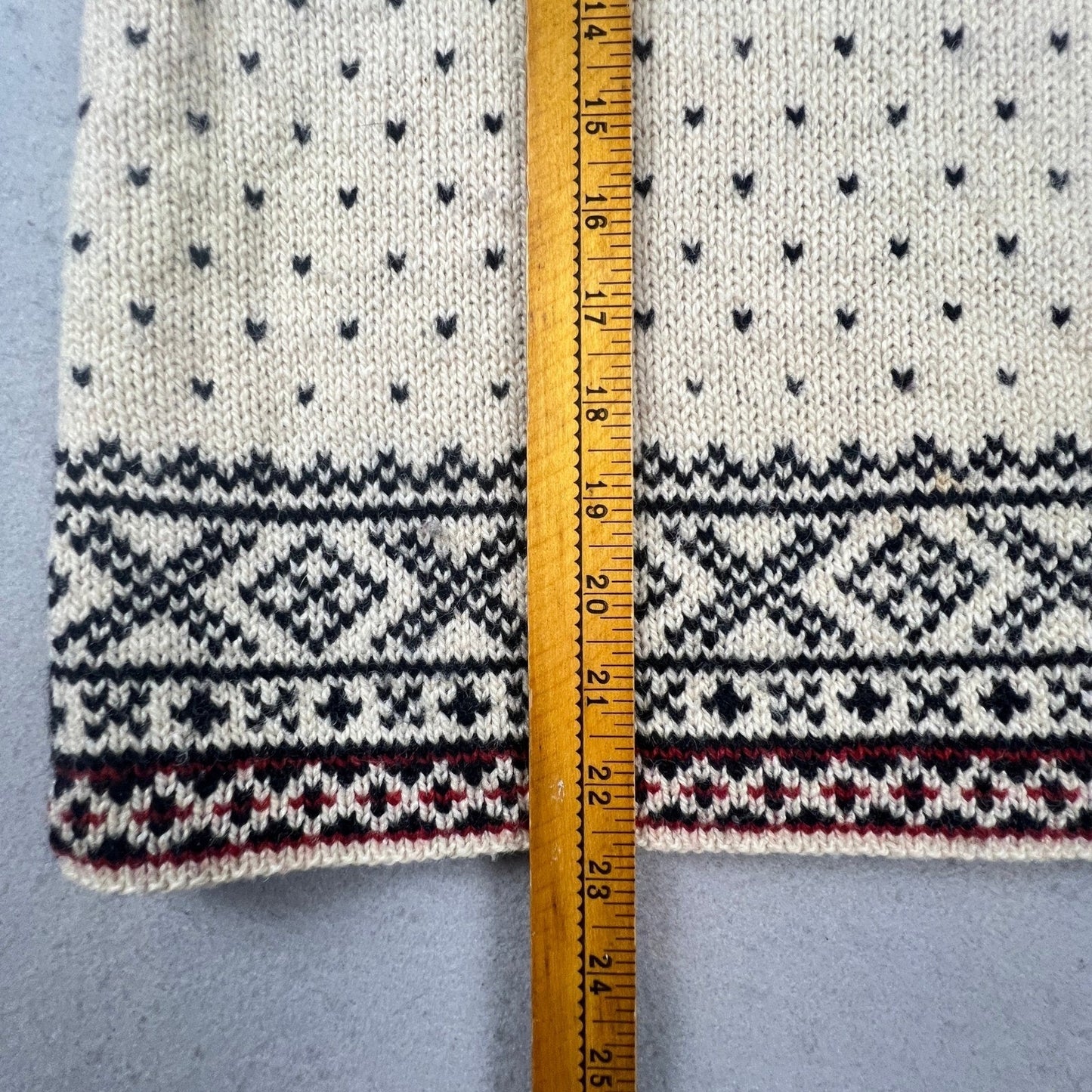 L.L. Bean Sweater Womens Small Cream Red Nordic Fair Isle Wool Blend VTG USA