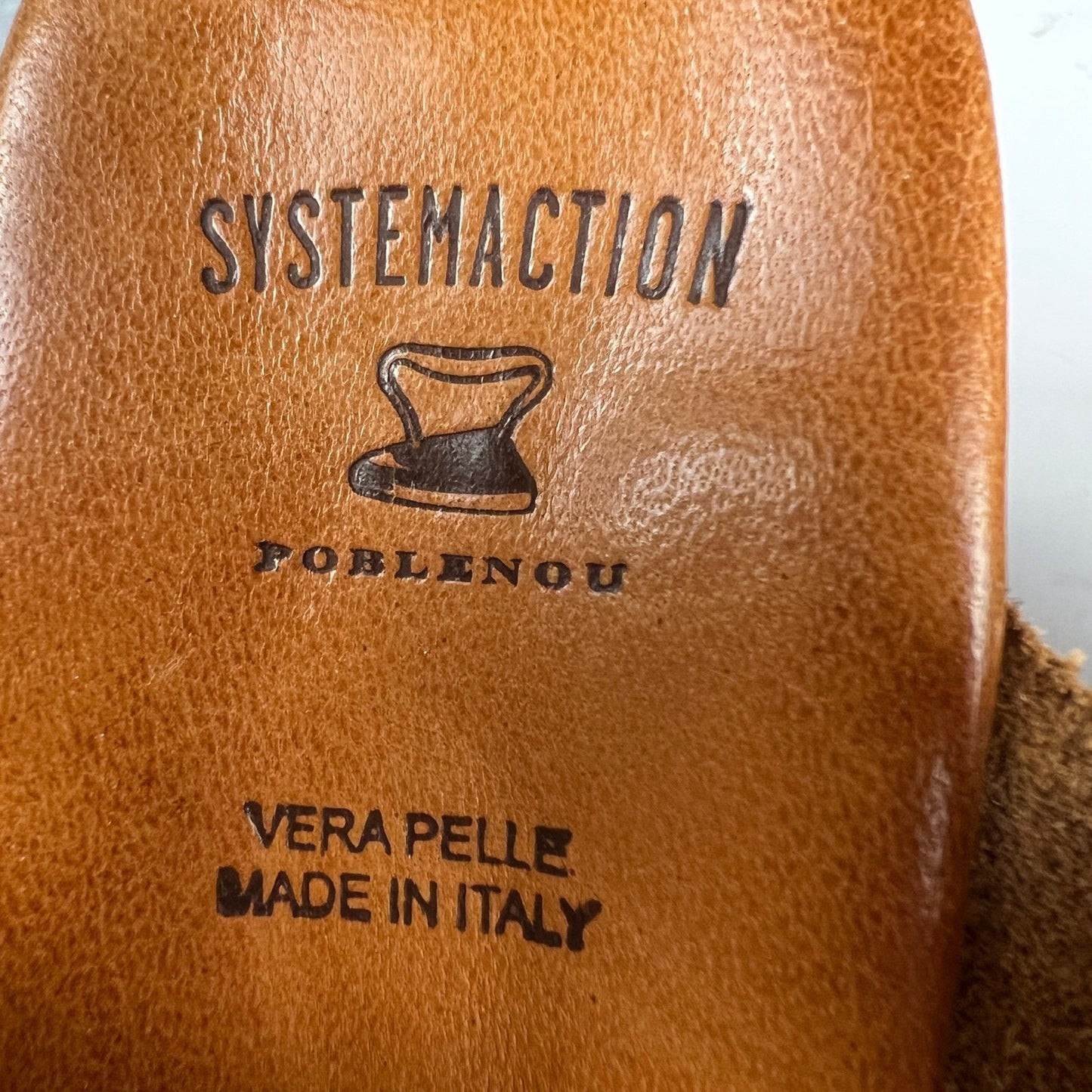 Brown Leather Wood Block Heel Boho Retro Platform Sandals Made in Italy Size 7