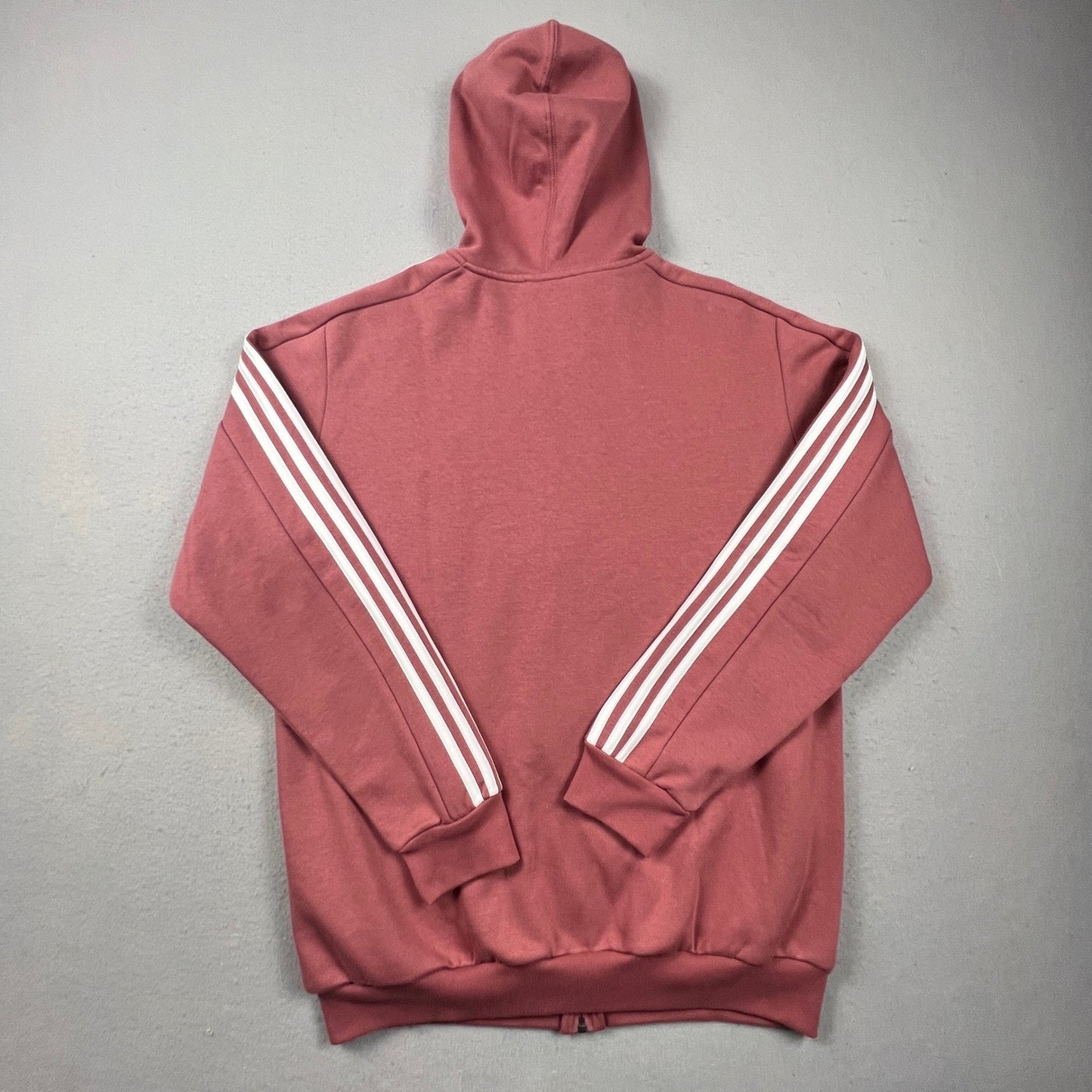 Adidas Full Zip Hoodie Mens Large Mauve Pink 3-Stripe Fleece Athletic IX0166