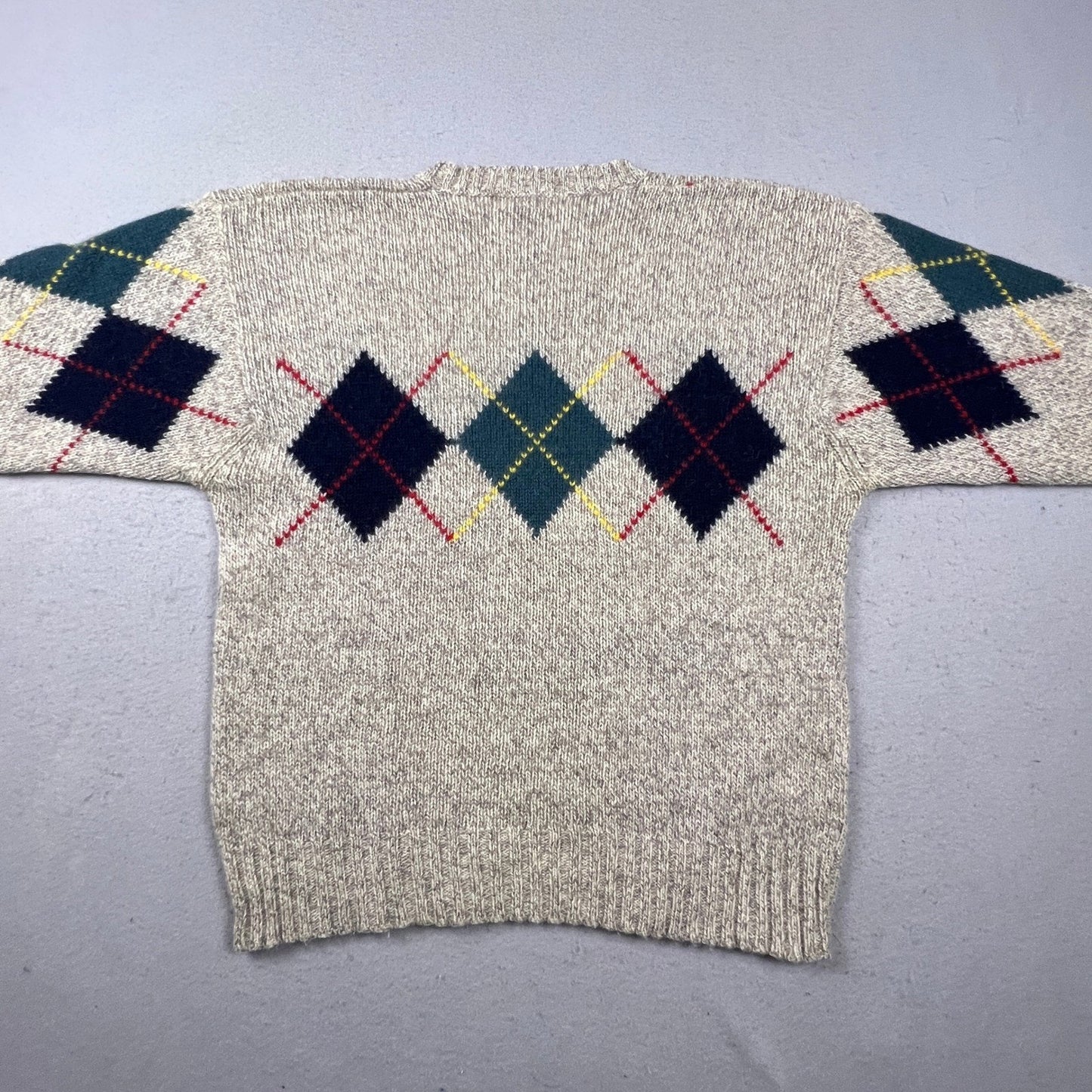 Gap Argyle Sweater Mens XL Beige Wool Blend Vintage Crewneck Preppy Knit