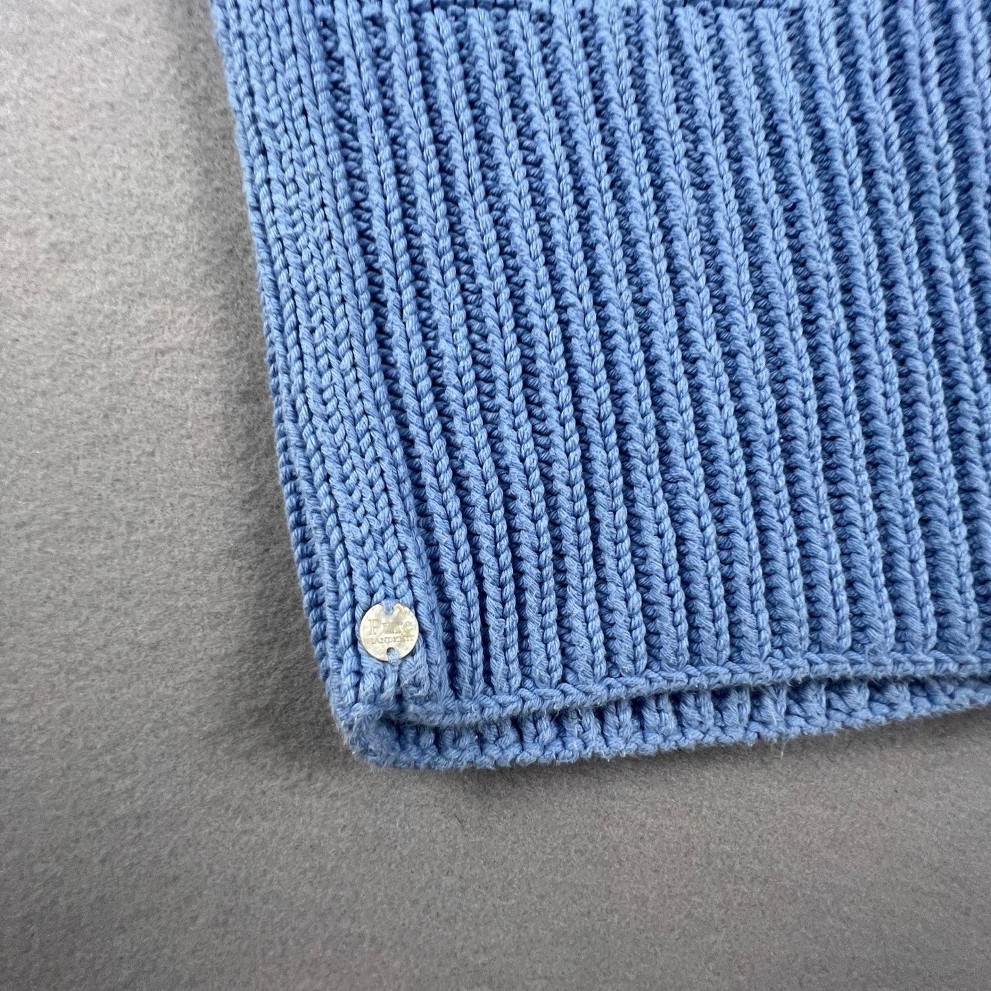 Pure Handknit Cardigan Sweater M/L Blue Cotton Button Up Coastal Grandmacore