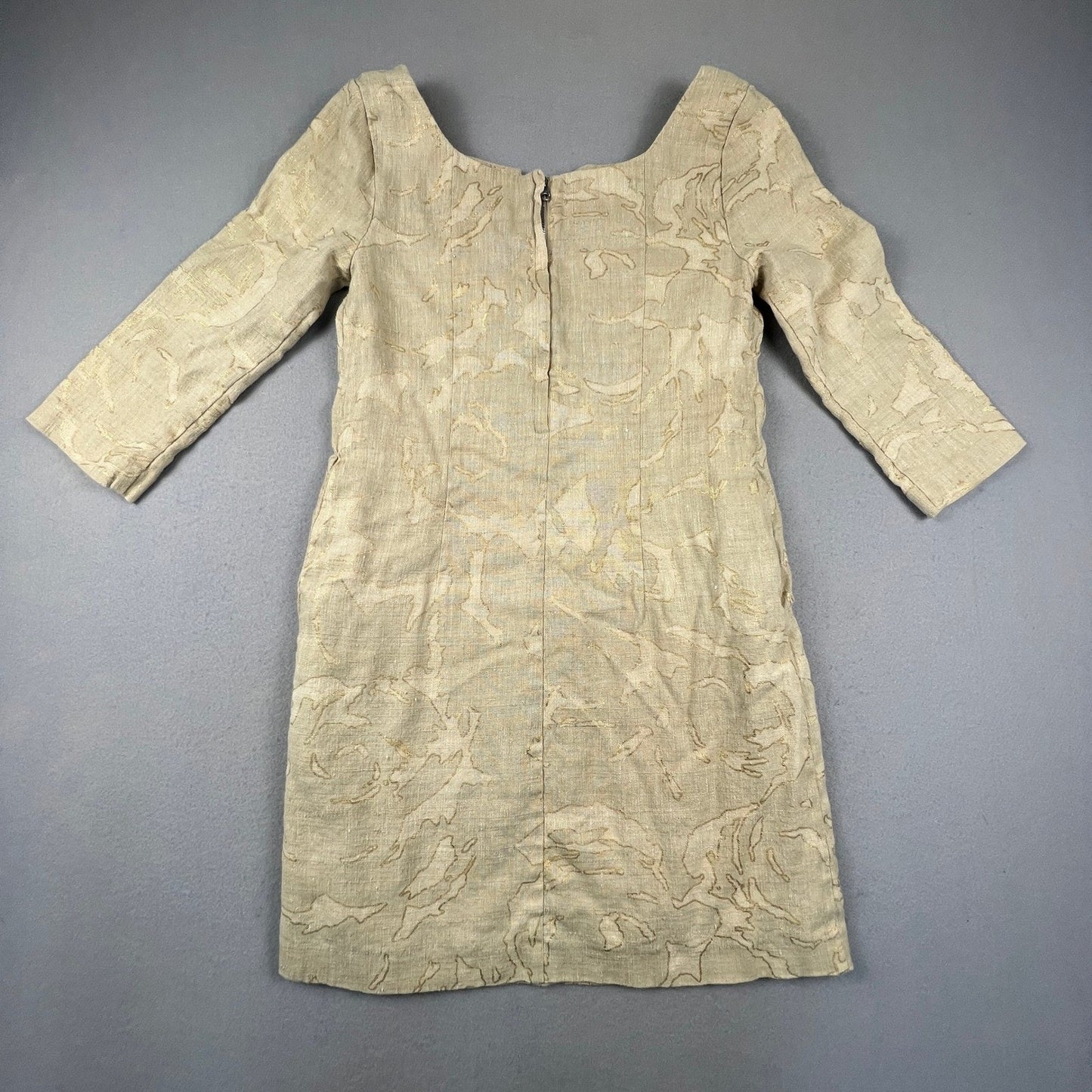 J.Crew Shift Dress Womens 4 Elegant Metallic Linen Silk Abstract Mini Sheath