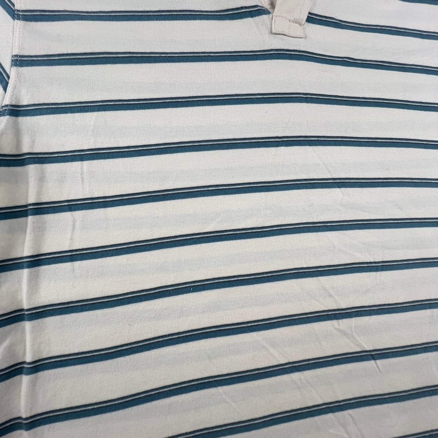 100% Cottong Banana Republic Polo Shirt Mens Large White Blue Striped Casual Preppy