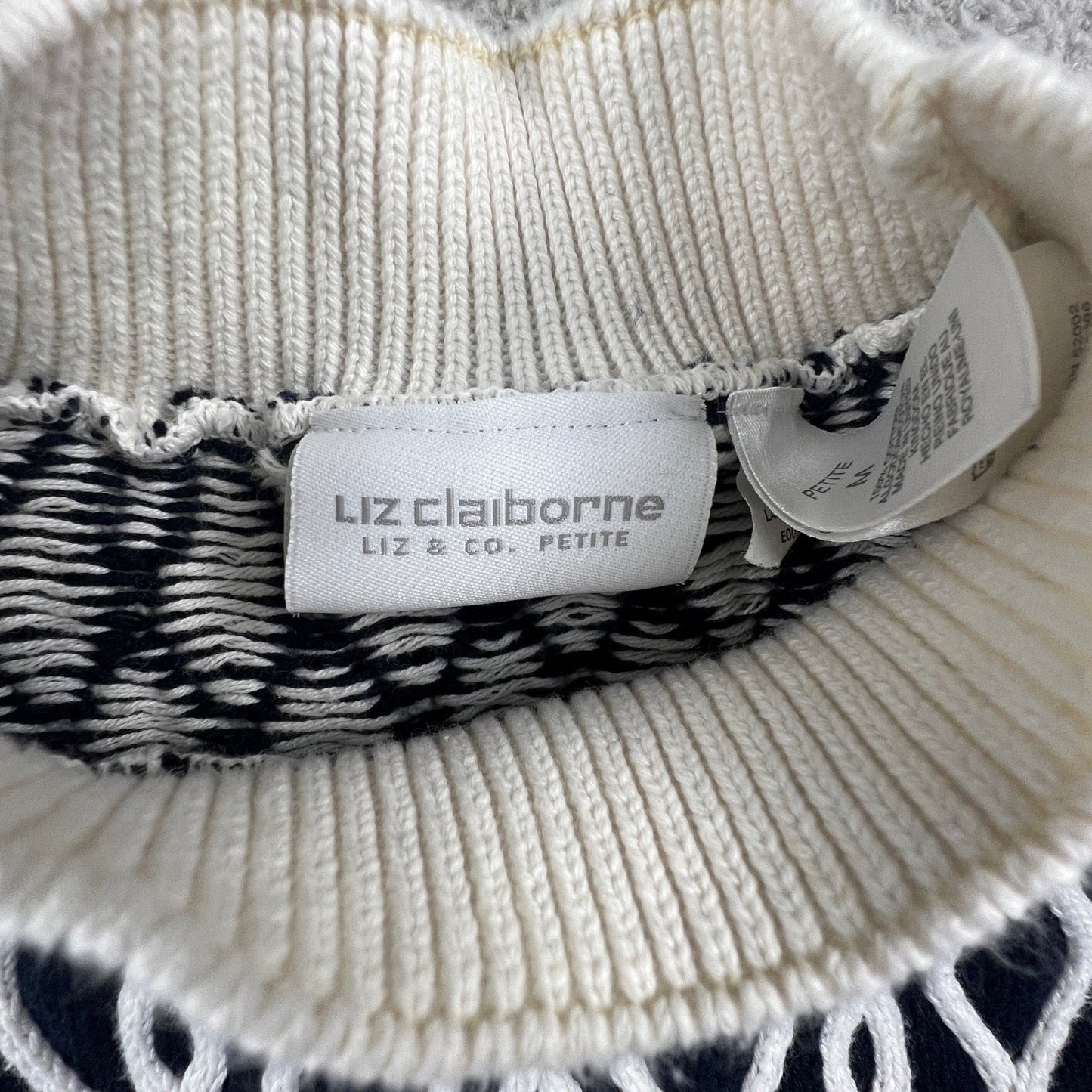 Liz Claiborne Sweater Vest Womens PM Knit Mock Neck Preppy Old Money Coastal