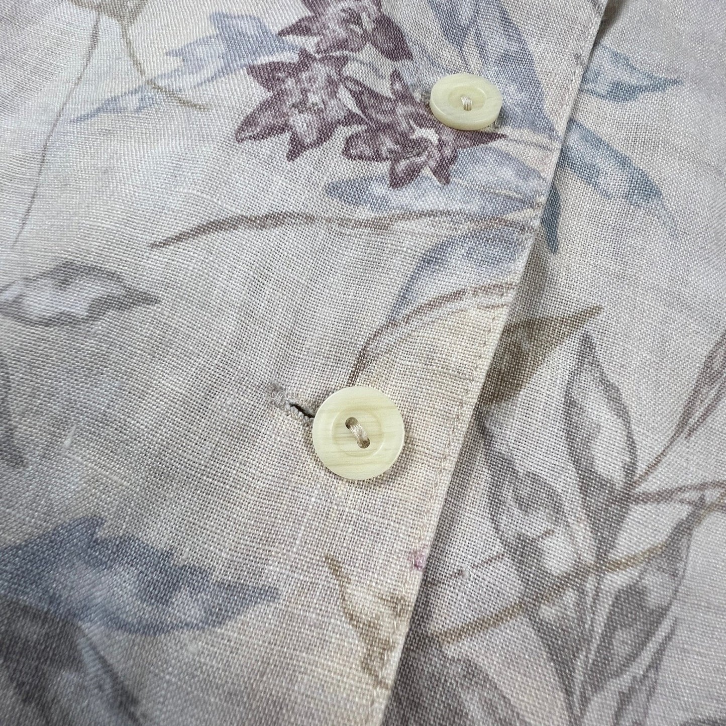 Liz Claiborne Lizsport Skirt Womens 8P Beige Floral Linen Button Front Midi Boho