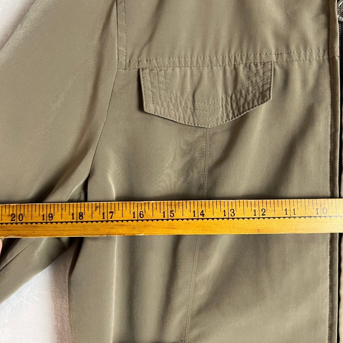 Weather Tamer Utility Jacket Womens Large Khaki Hooded Zip Front Elegant Travel