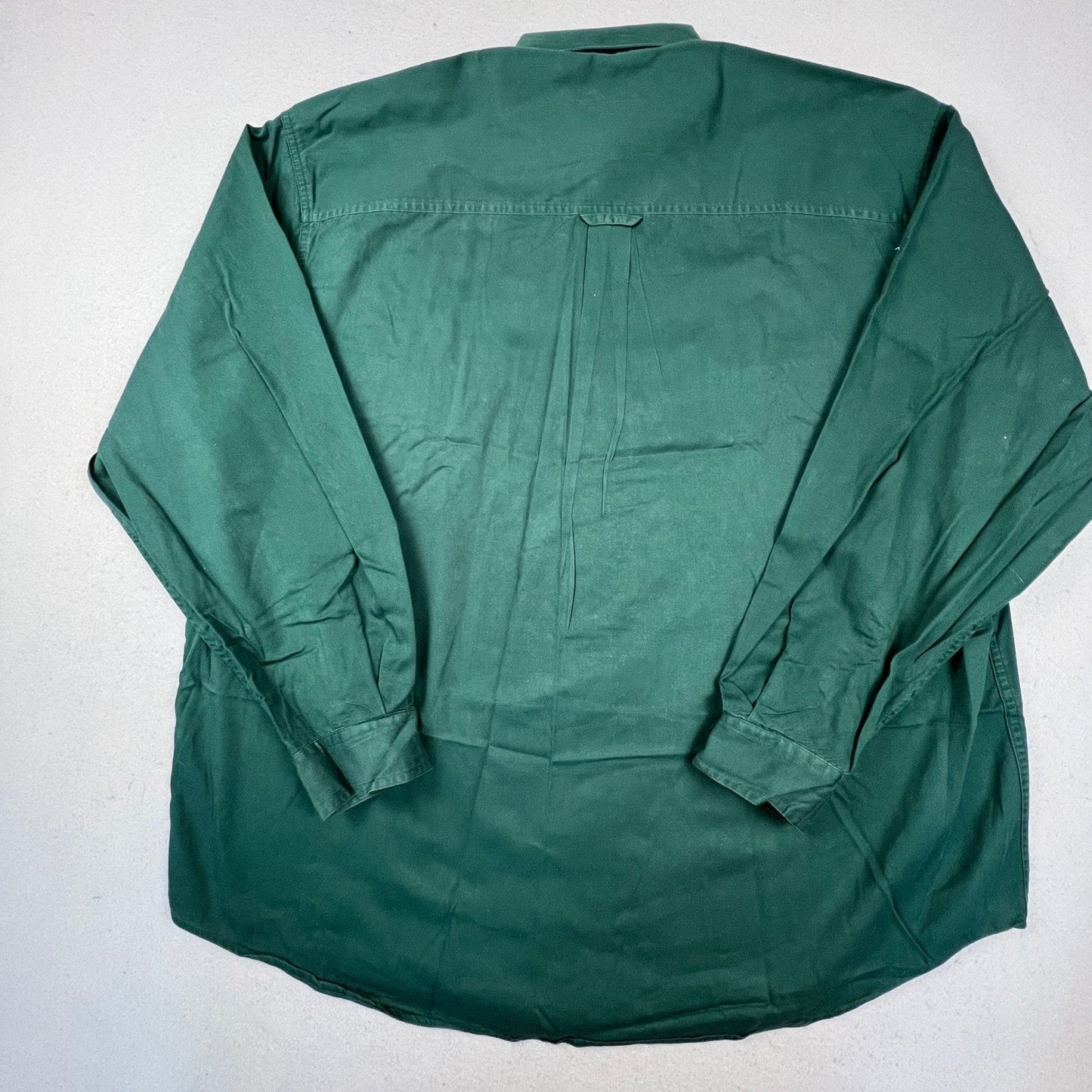 Eddie Bauer Button Down Shirt Mens XL Green Cotton Twill Long Sleeve Workwear