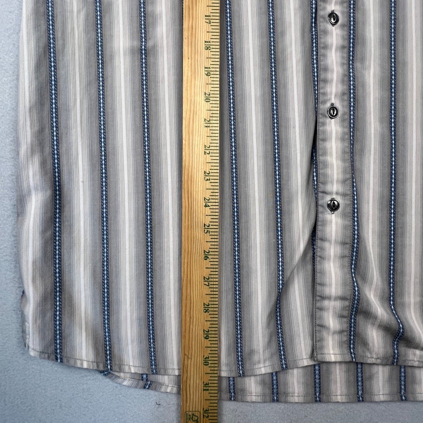 KUHL Button Down Shirt Mens XXL Grey Blue Striped Short Sleeve Outdoor Hiking