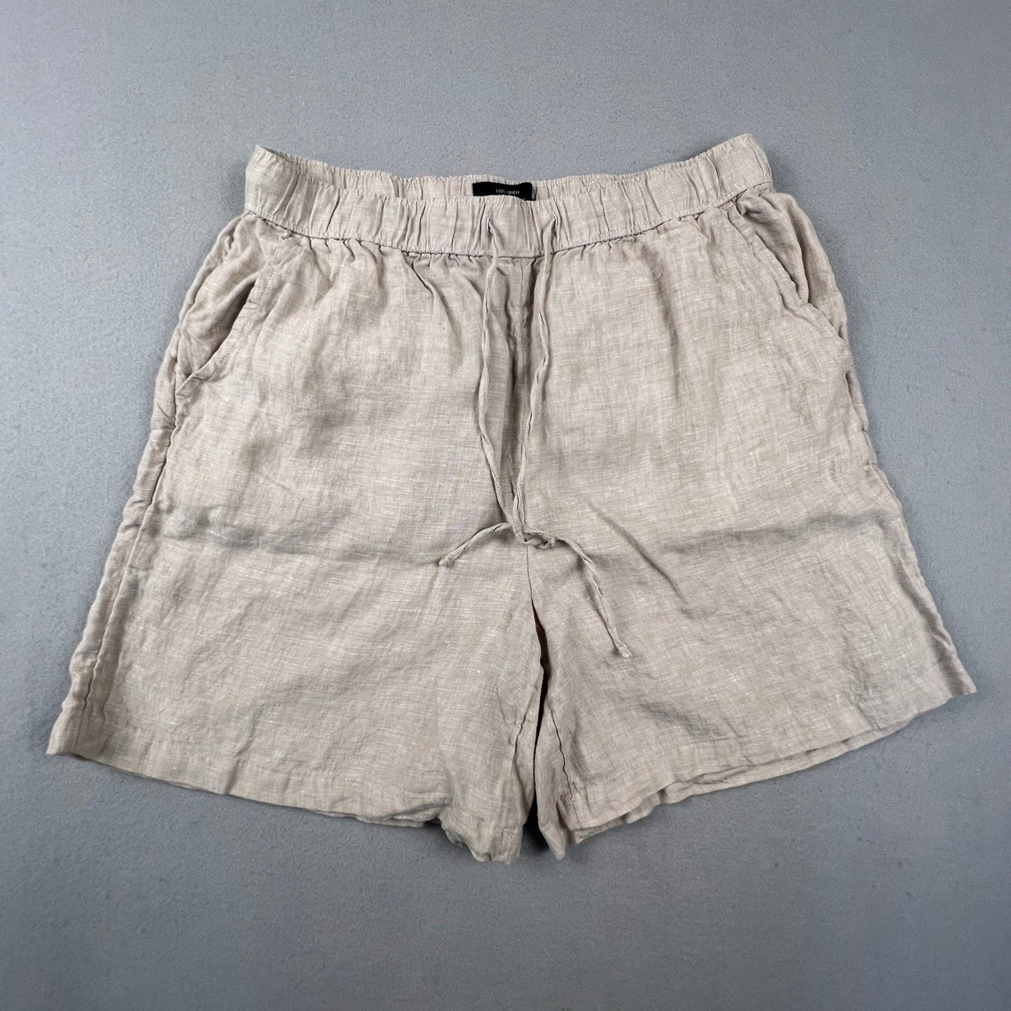 Tahari Shorts Womens M 100% Linen Elastic Waist Drawstring Casual Summer Boho