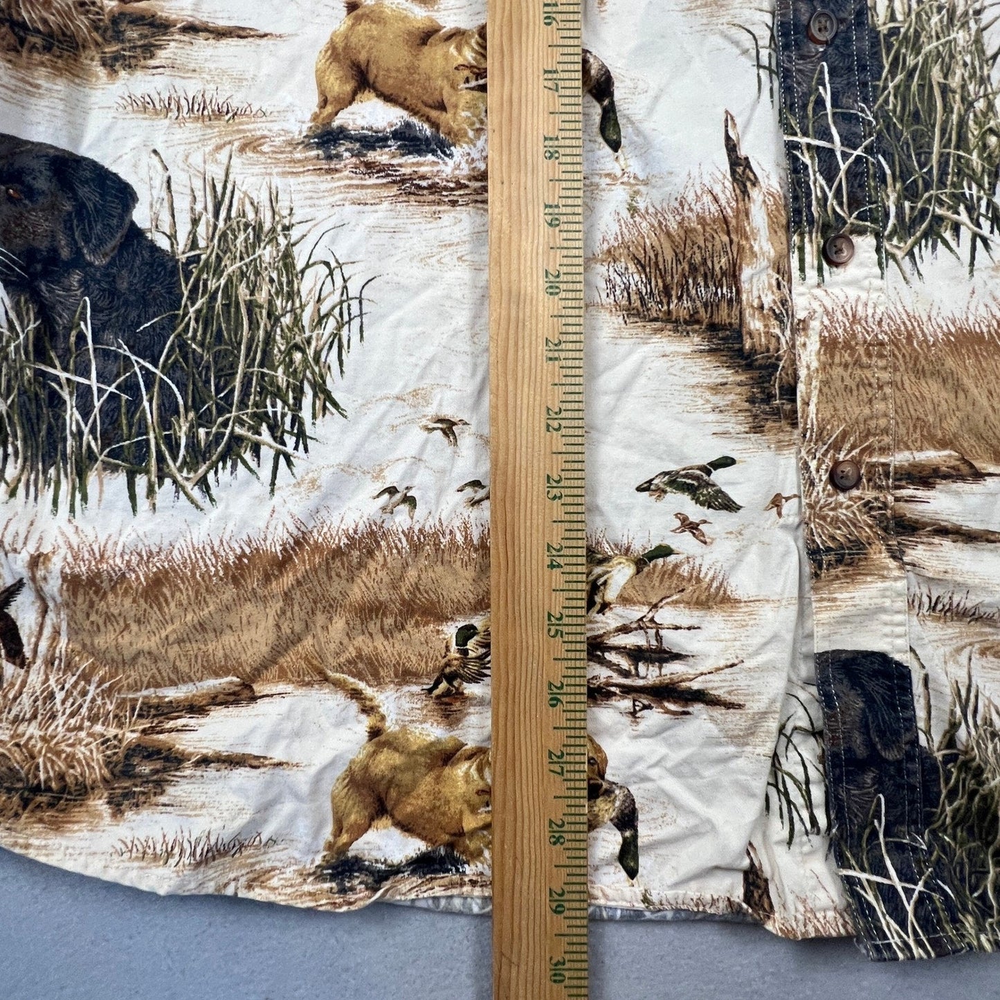 North River Hunting Dog Shirt Mens XL Beige Duck Lab Retriever All Over Print