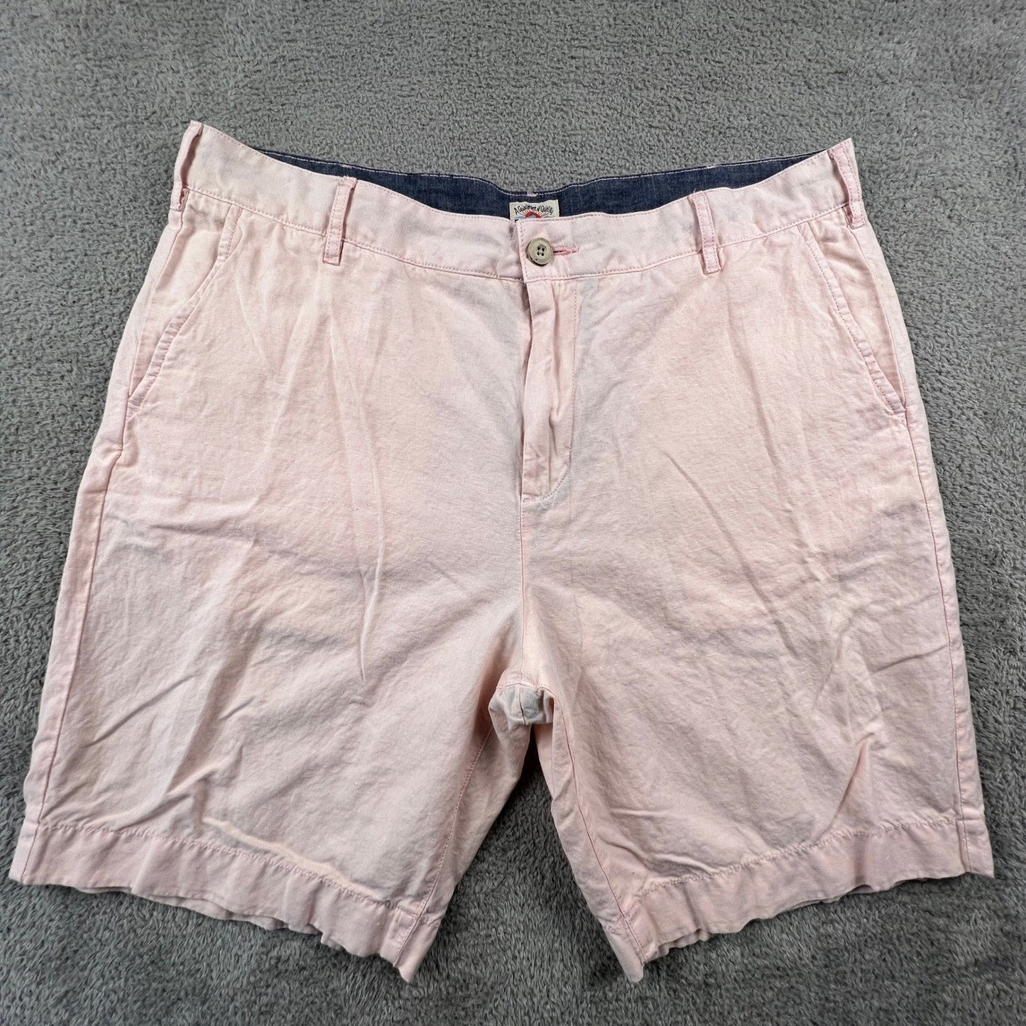 Faherty Linen Cotton Shorts Mens 36 Pink Flat Front Casual Summer Beach Coastal