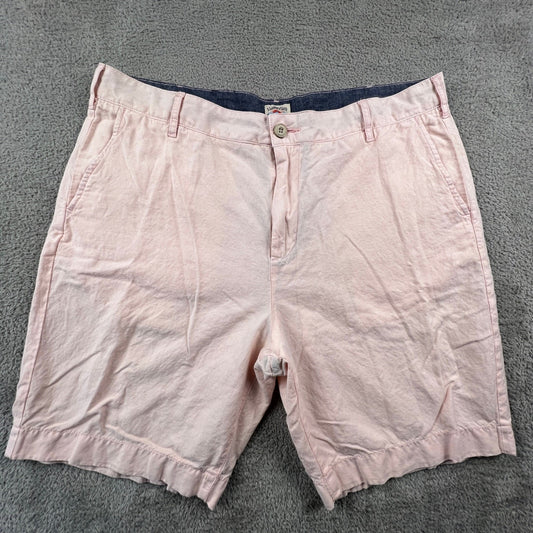 Faherty Linen Cotton Shorts Mens 36 Pink Flat Front Casual Summer Beach Coastal