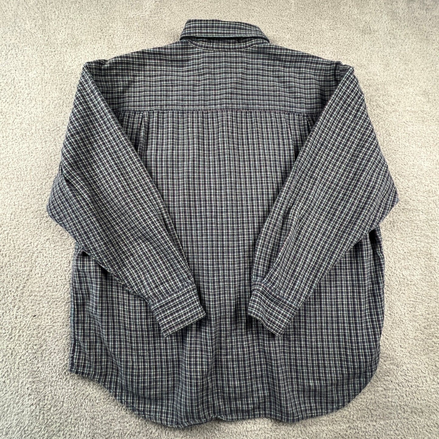 Royal Robbins Plaid Button Down Mens Large Blue Long Sleeve Cotton Flannel Shirt