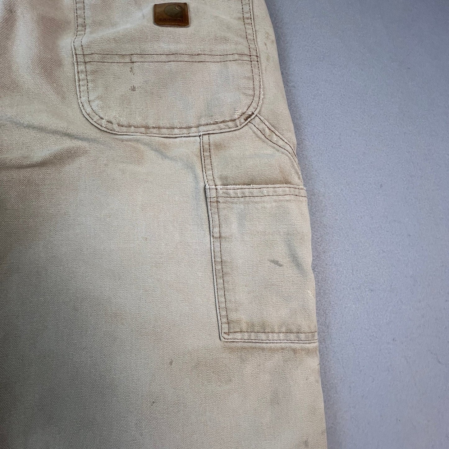 Carhartt B11 BRN Carpenter Pants Mens 38x32 Canvas Distressed Workwear Faded