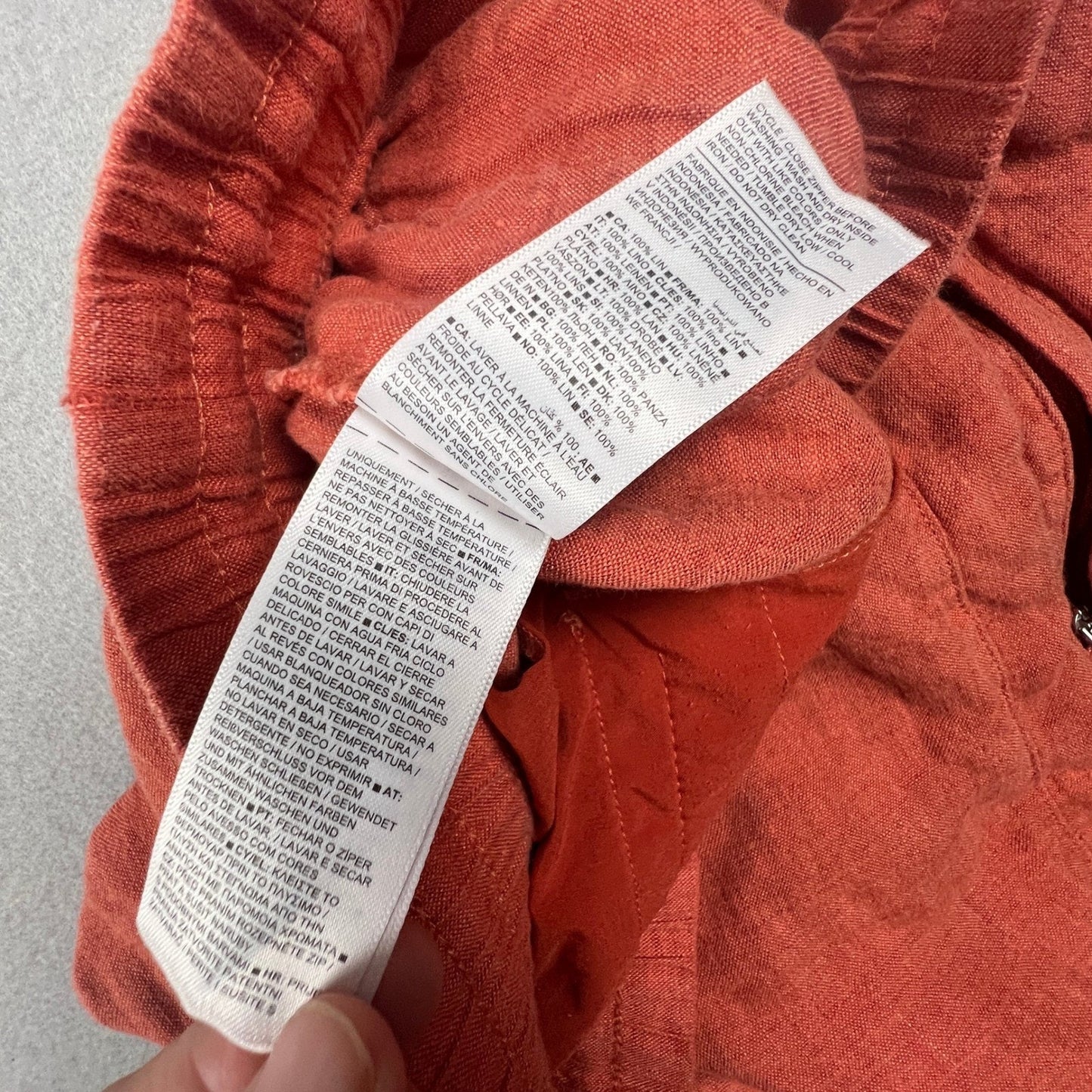 Athleta Cabo Linen Jogger Pants Womens 10P Orange Wide Leg Crop Casual Summer