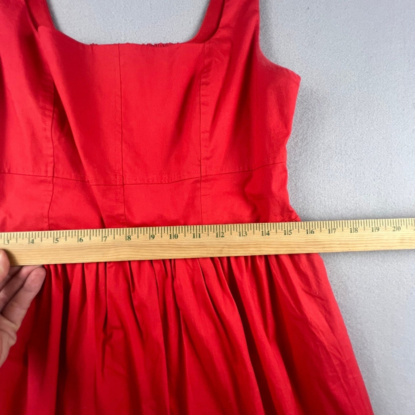 Red Cotton Blend Maxi Dress L Smocked Back A Line Summer Vacation Chic Classic