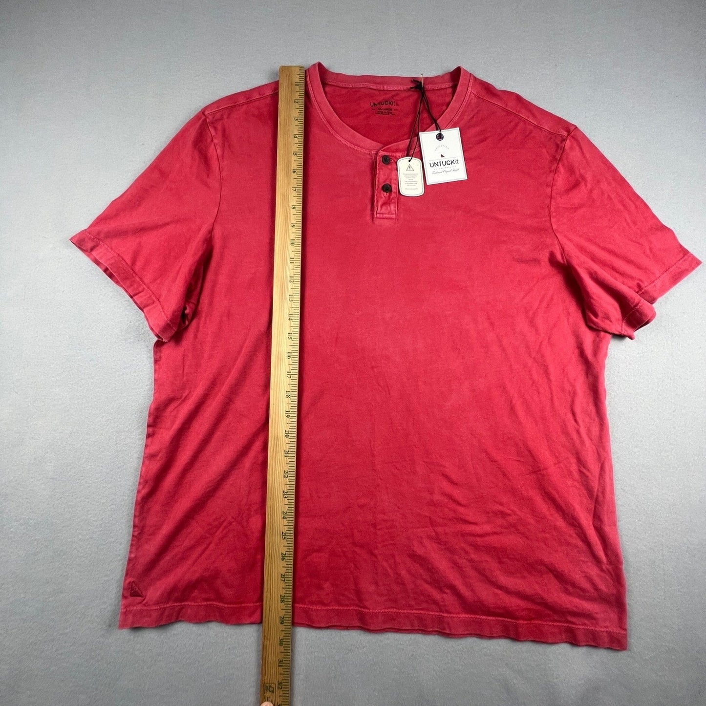 NWT UNTUCKit Henley Shirt Mens XXL Red Baxter Garment Dyed Pima Cotton Casual