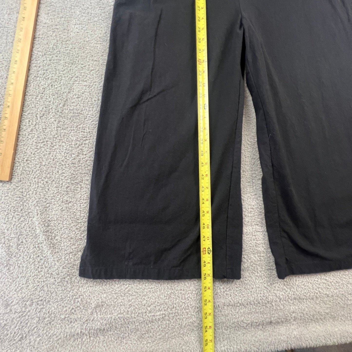 Minimalist Black 100% Cotton Women's Small Wide Leg Jumpsuit Utility Straps Chic