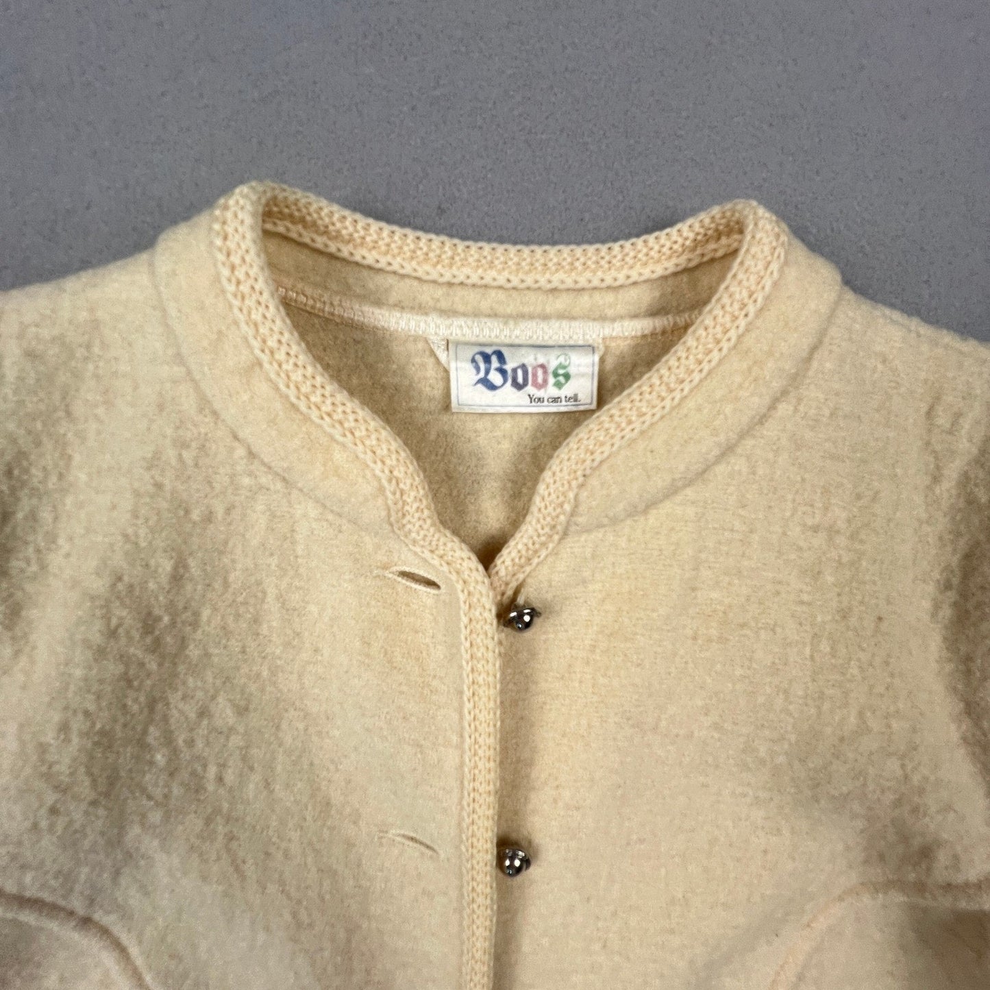 Boos Austrian Style Wool Jacket Womens 18 Scalloped Puff Shoulder Trachten Folk