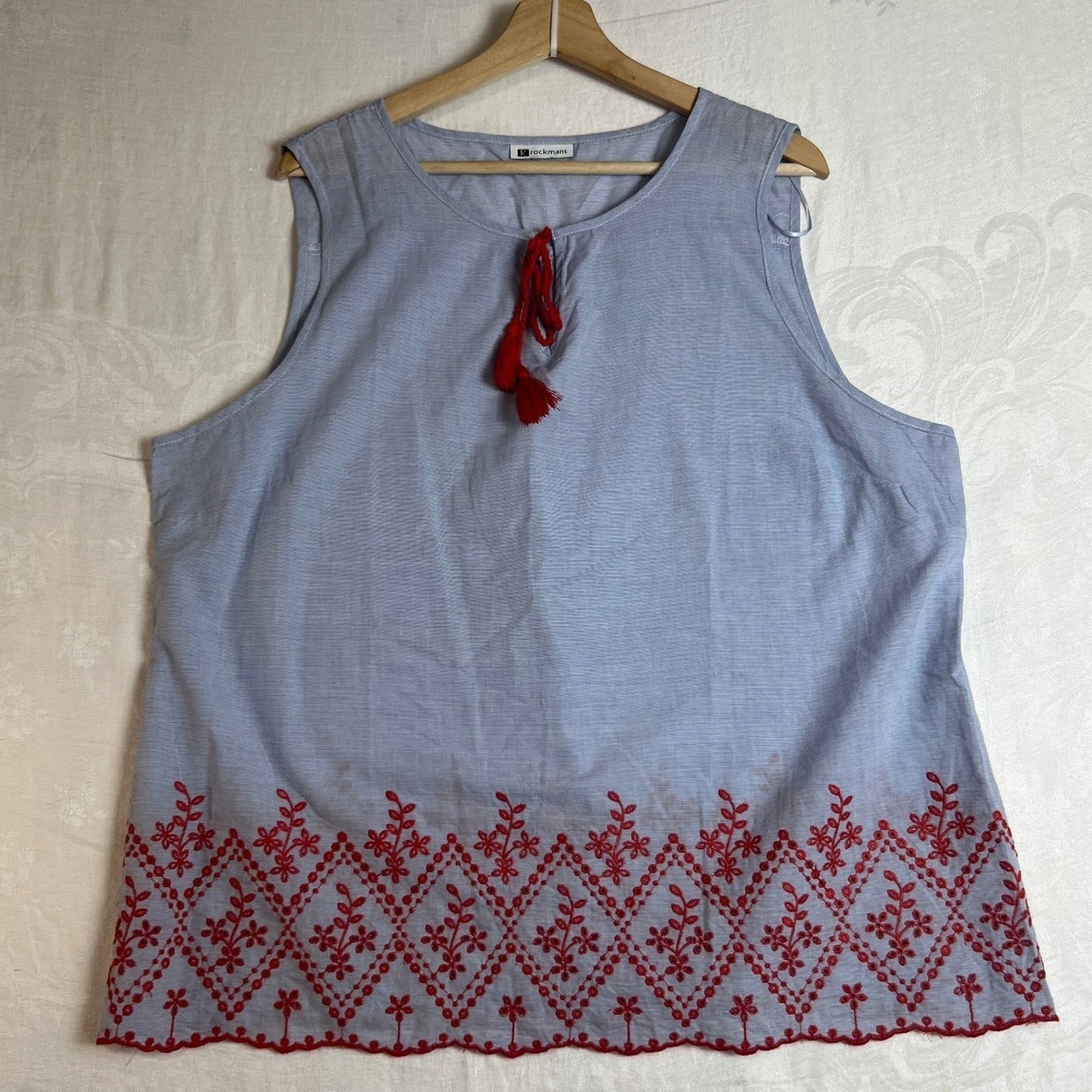 100% Cotton Boho Embroidered Tank Top Womens Small Summer Costal Vacation