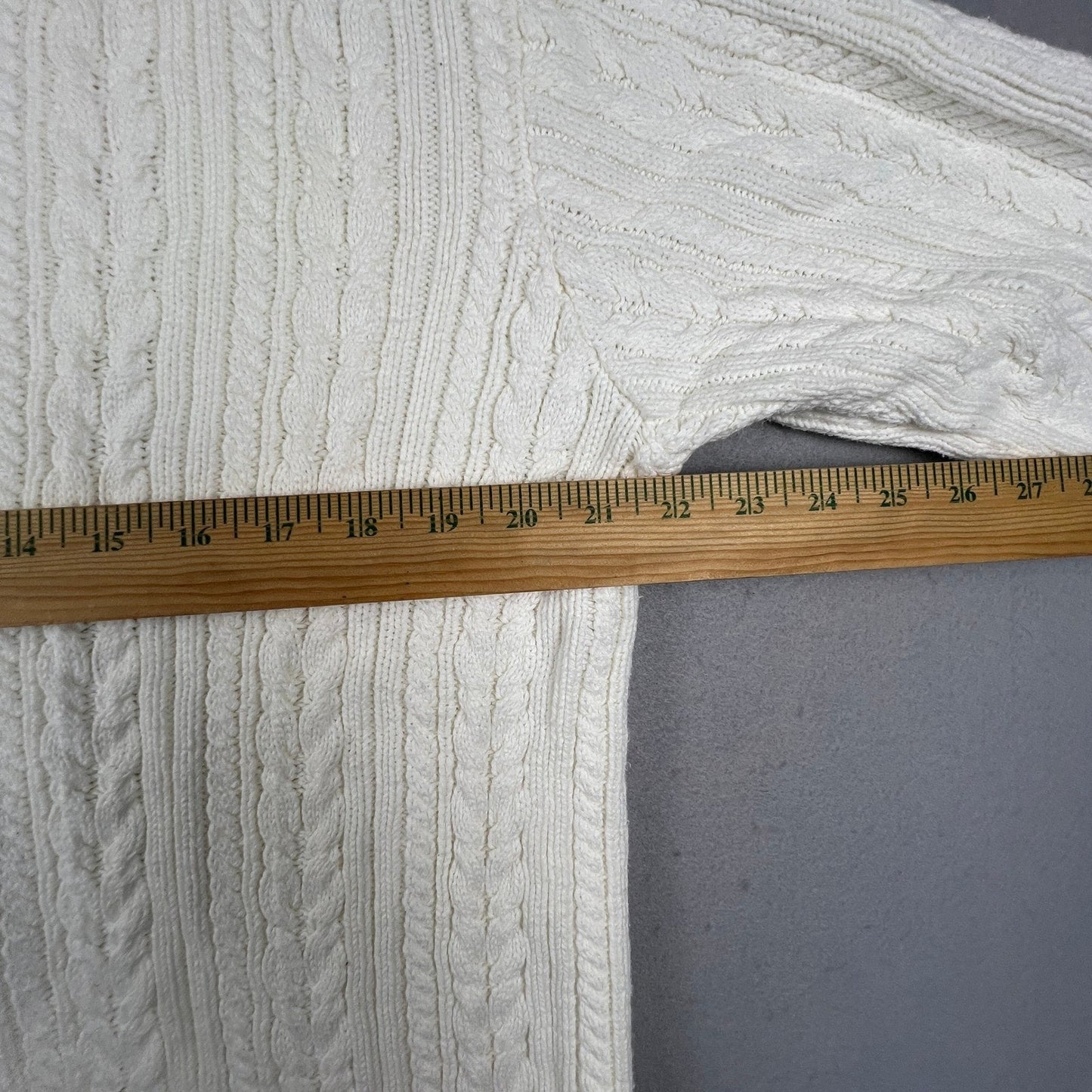 VTG Talbots Cardigan Sweater Womens Medium Petite White Cotton Cable Knit Preppy