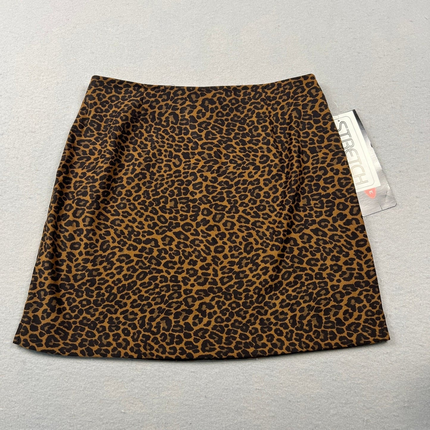 Vtg 90s Y2K Exact Change Mini Skirt Women 9 Brown Leopard Print Stretch A-Line