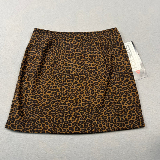 Vtg 90s Y2K Exact Change Mini Skirt Women 9 Brown Leopard Print Stretch A-Line