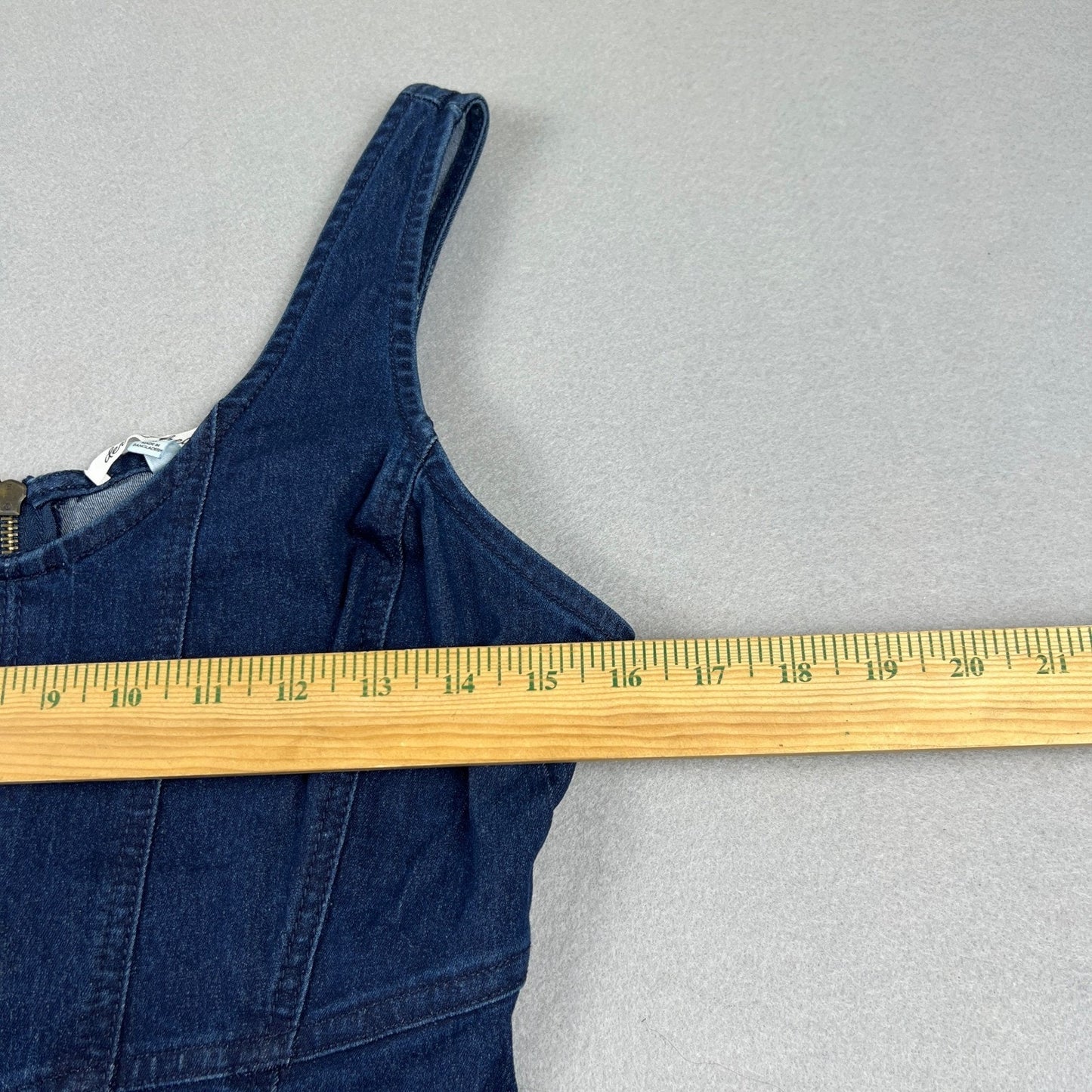 Derek Heart Denim Mini Dress Womens Medium Blue Stretch Zip Back Casual Chic