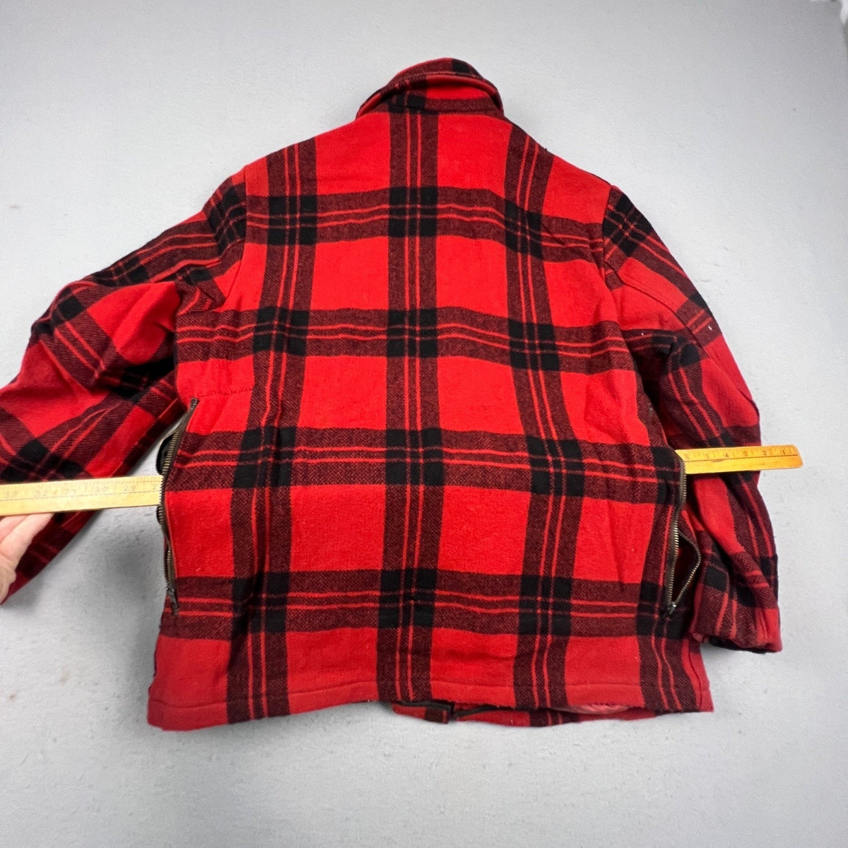 Vintage Carters Hunting Jacket Mens 44 Red Plaid Wool Buffalo Check Cruiser Coat