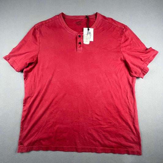 NWT UNTUCKit Henley Shirt Mens XXL Red Baxter Garment Dyed Pima Cotton Casual