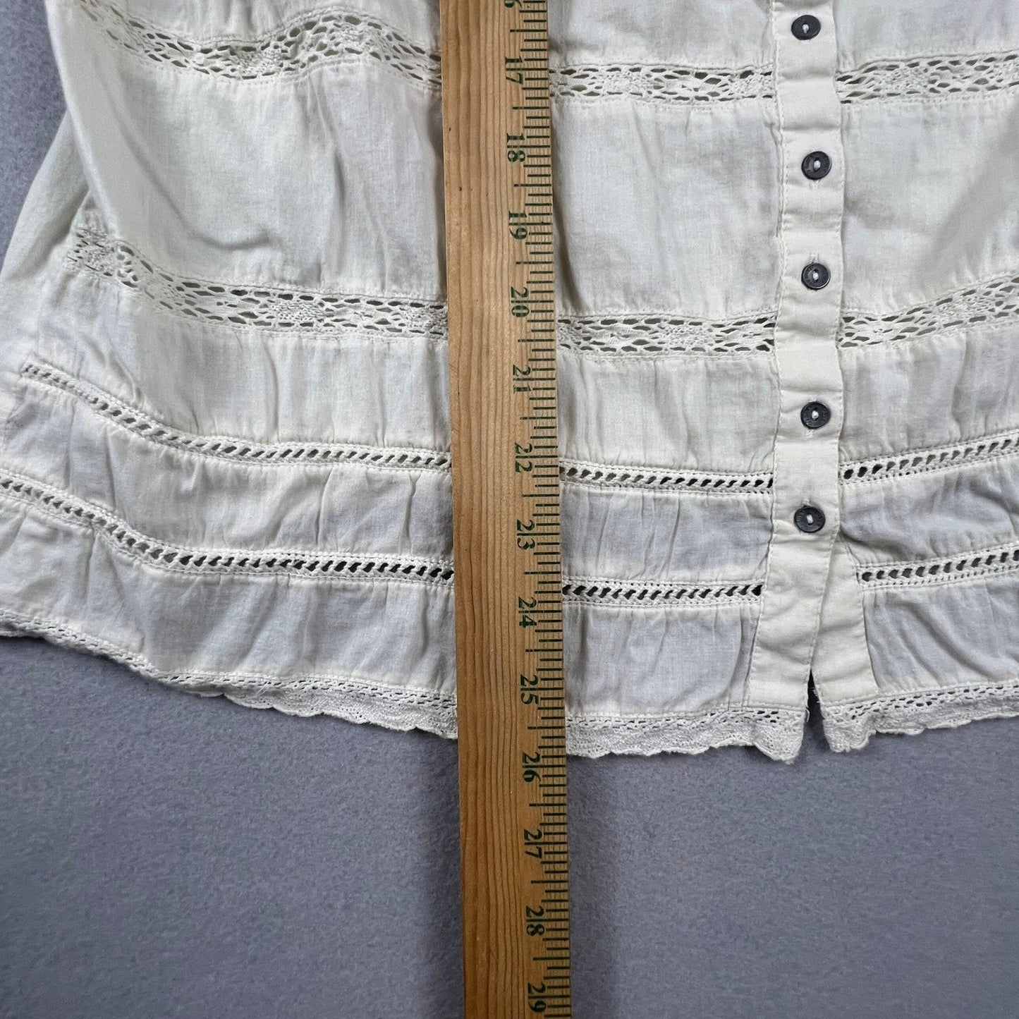 100% Cotton Silver Jeans Co Tank Top Women XL Cream Crochet Lace Boho Fairycore Blouse