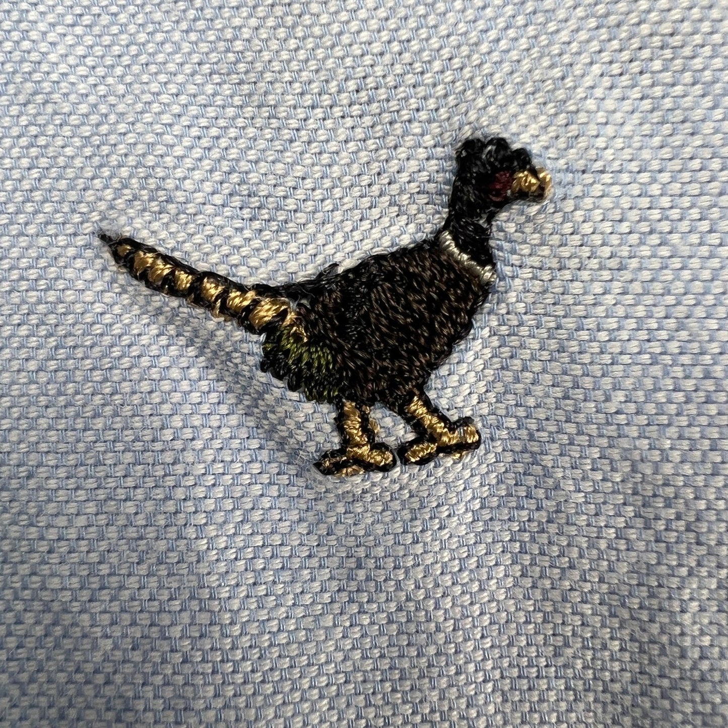 Lands End Pheasant Bird Shirt Womens M Embroidered Oxford Button Down Preppy