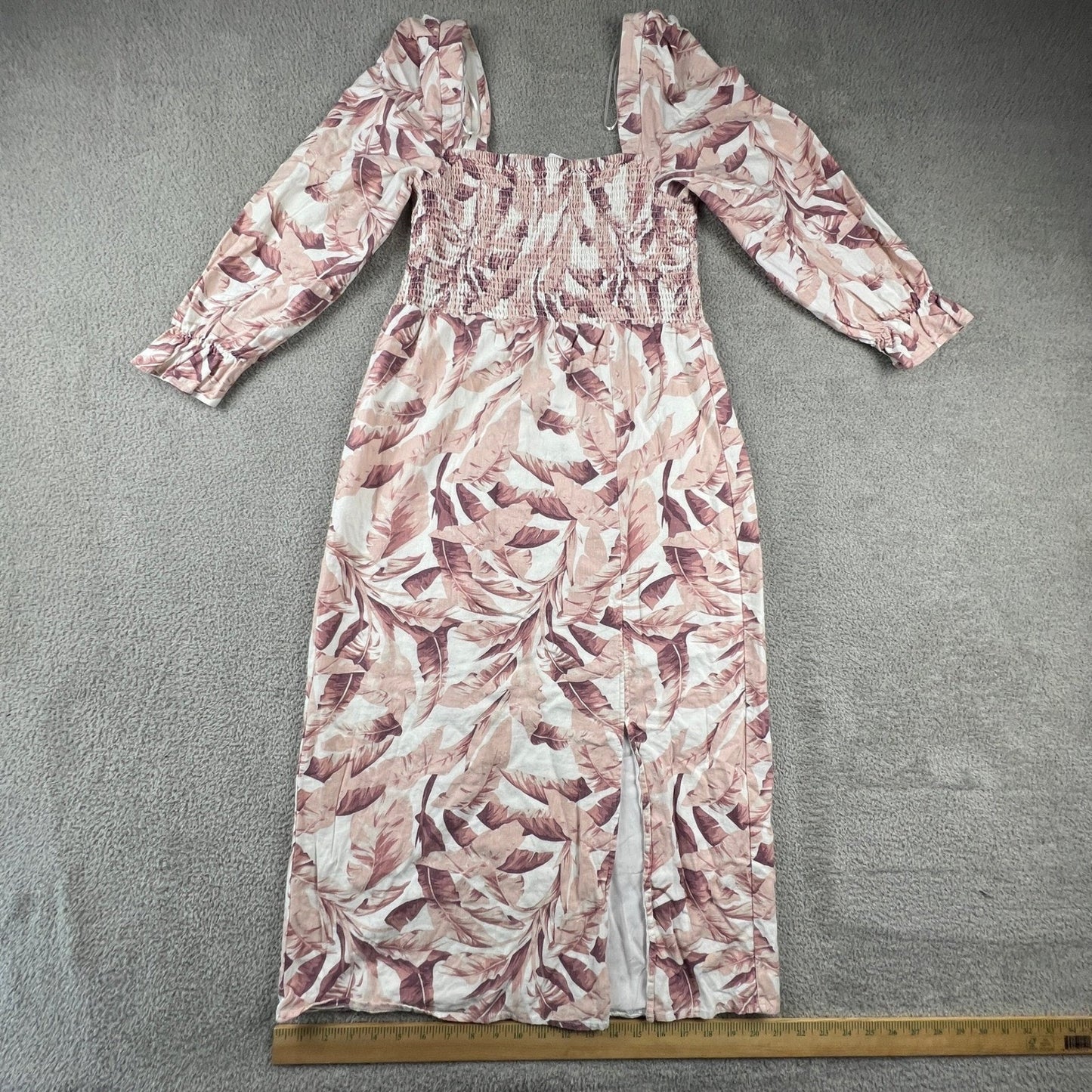 Costal Cowgirl Smocked Linen Blend Maxidress Womens Medium Resort