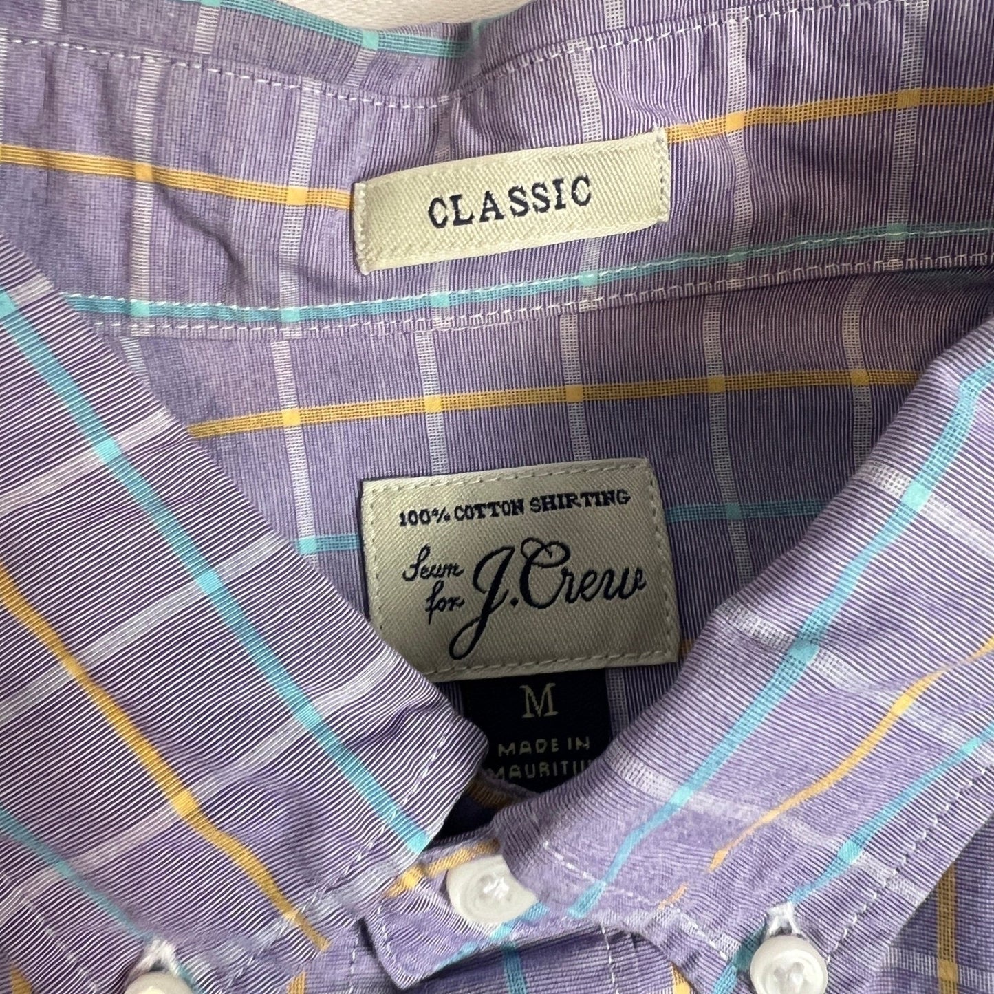 J.Crew Button Down Shirt Men's Medium Classic Fit Plaid Cotton Shirt Long Sleeve