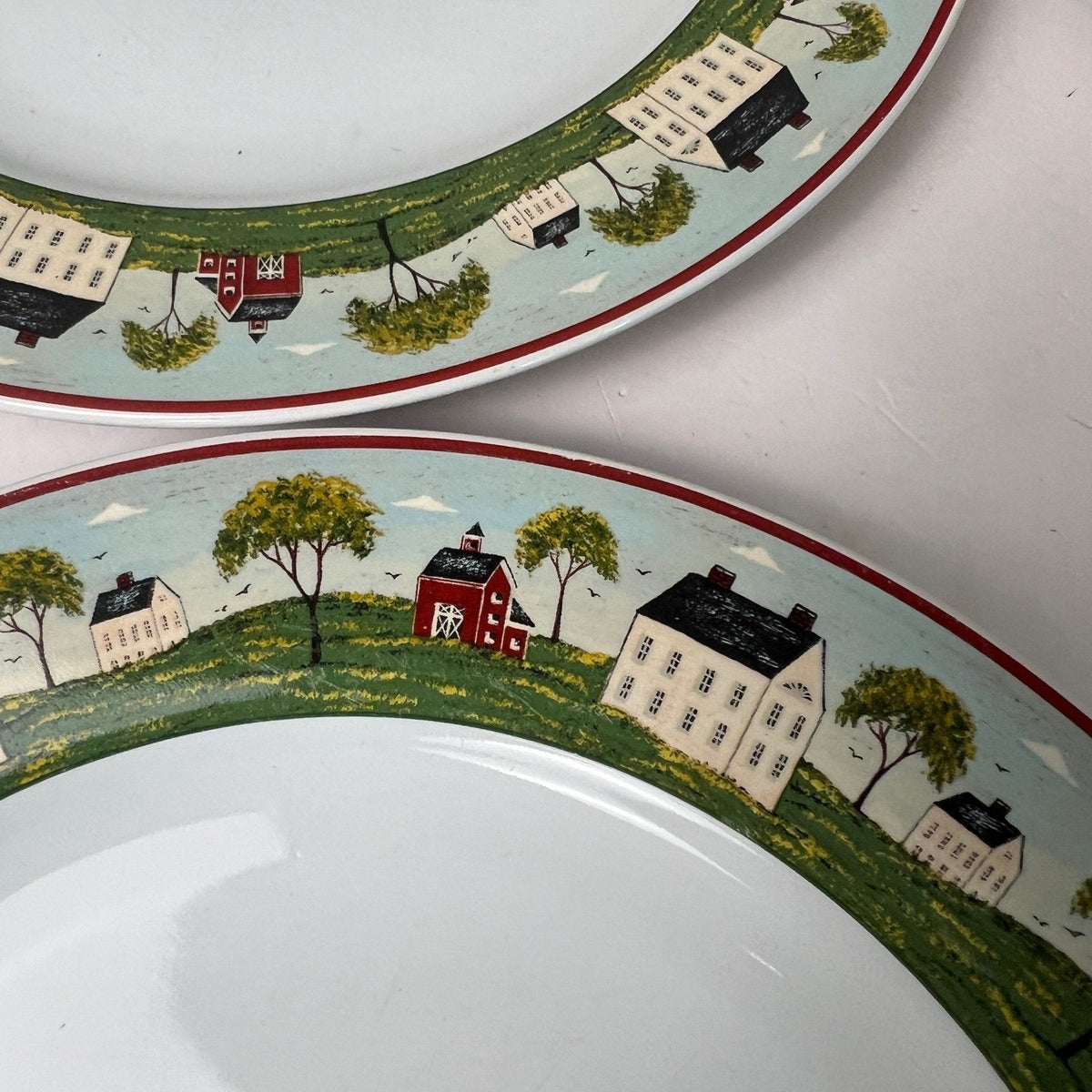 Sakura Dinner Plates Warren Kimble Brandon House 10.75" White Folk Art Farmhouse