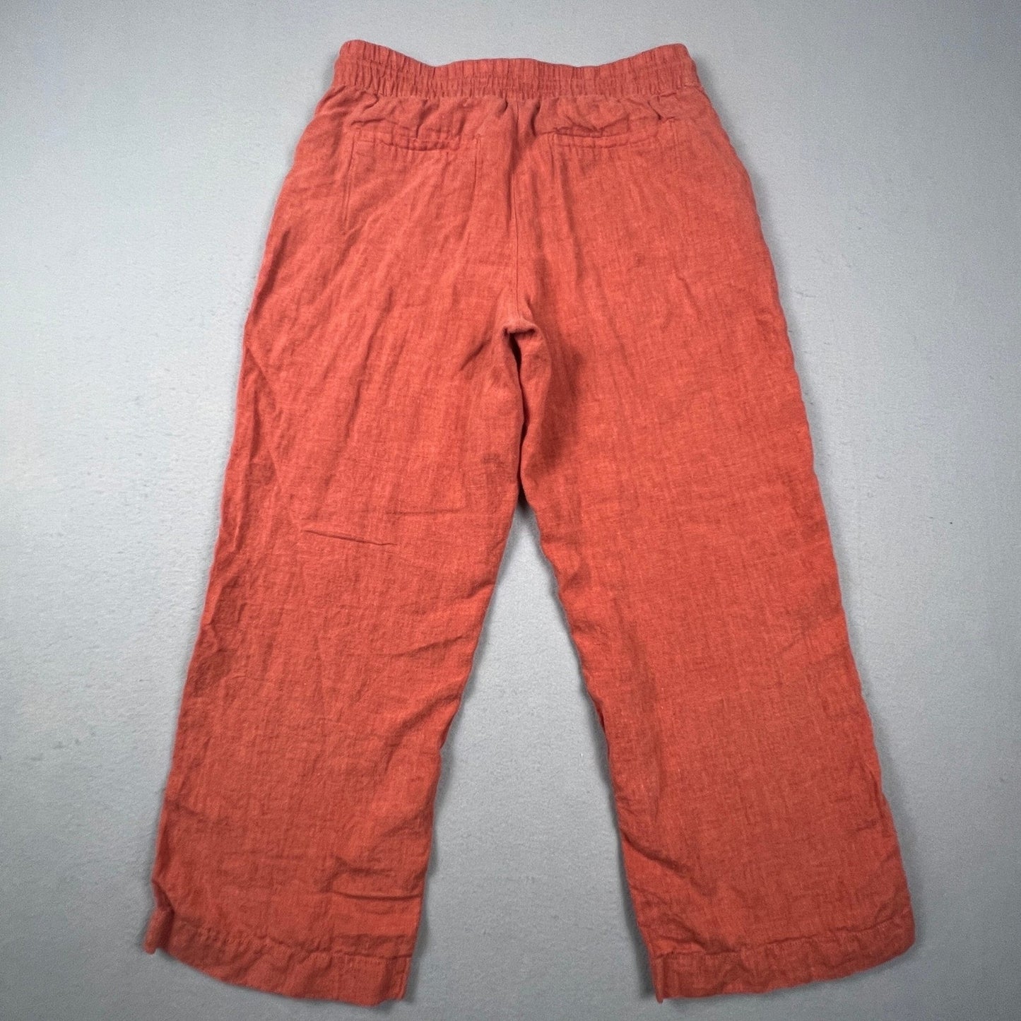 Athleta Cabo Linen Jogger Pants Womens 10P Orange Wide Leg Crop Casual Summer