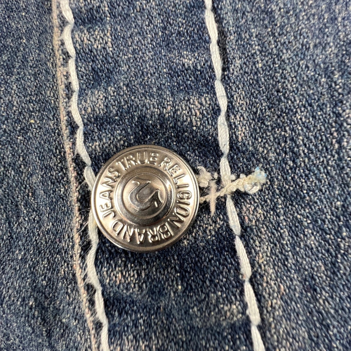 True Religion Denim Jacket Mens 3XL Blue Joey Super T Big Stitch Western Y2K