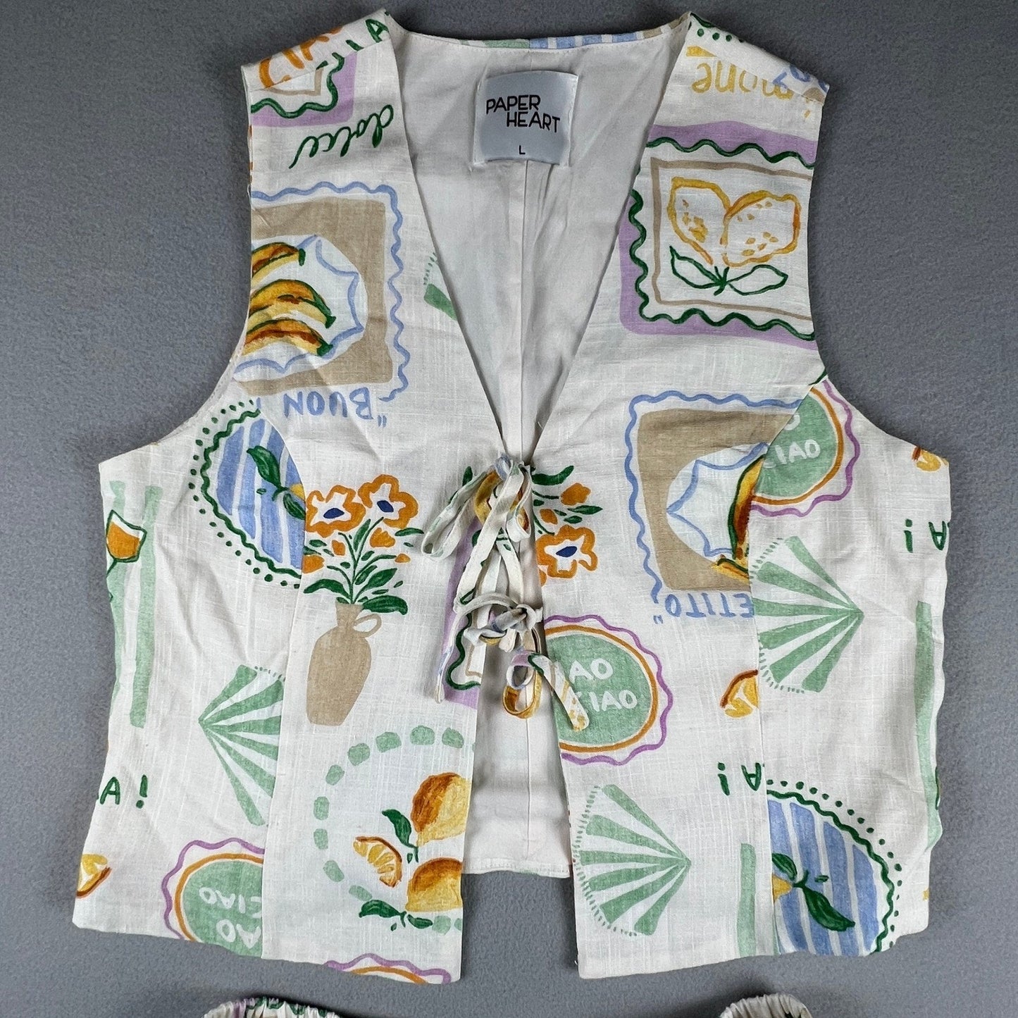 Paper Heart Anthropologie Set Women Large Linen Blend Retro Summer Italy