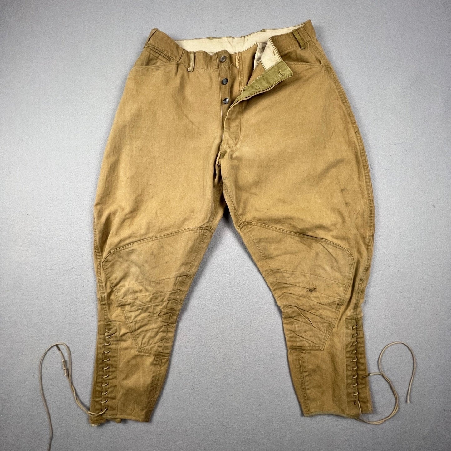 WWI Era US Army Style Khaki Riding Breeches Cavalry Jodhpurs VTG Military Pants