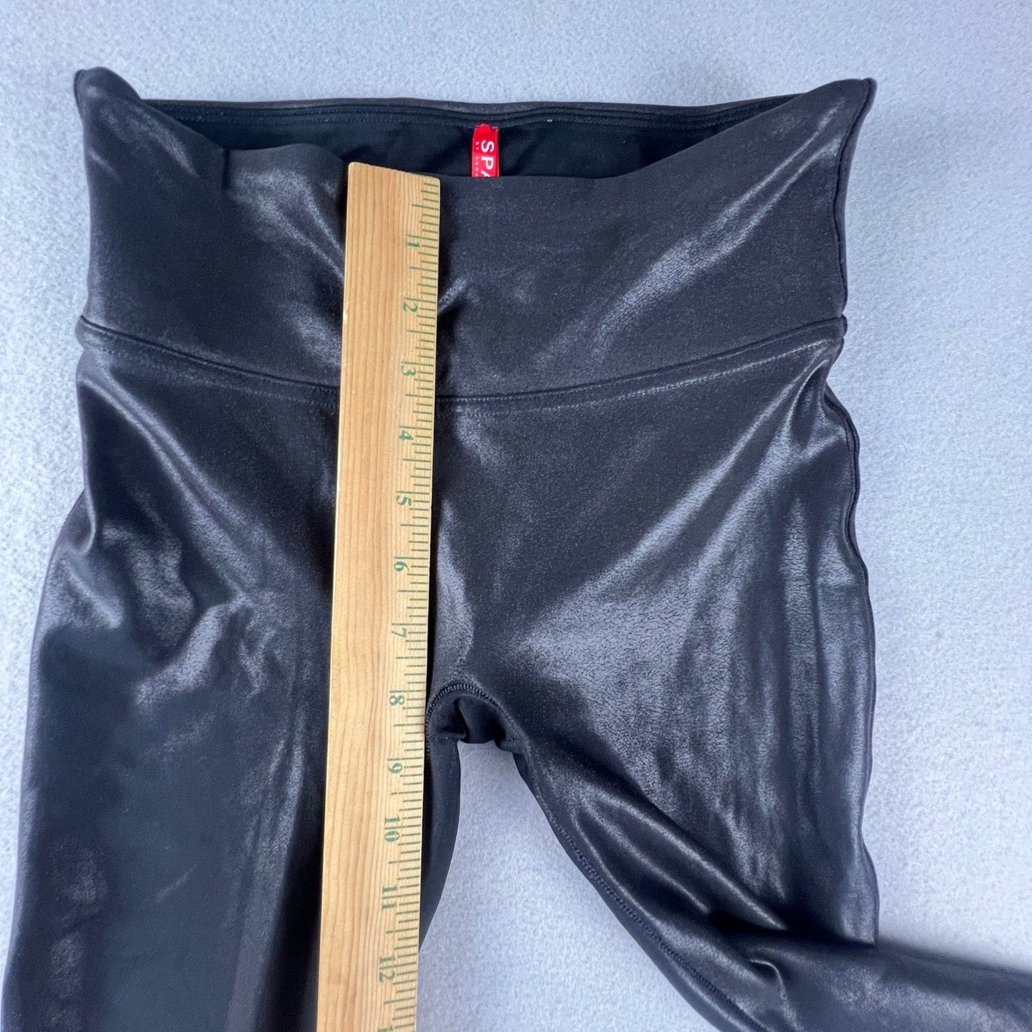 Spanx Faux Leather Leggings Womens Small Petite Black High Waist Edgy Chic