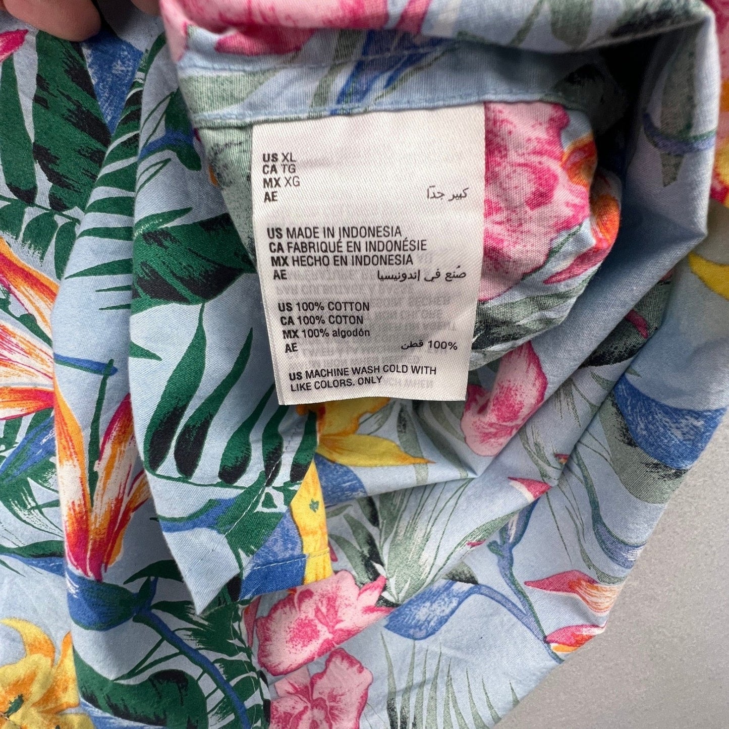 Club Room Button Down Shirt Mens XL Blue Floral Tropical Hawaiian Summer Beach