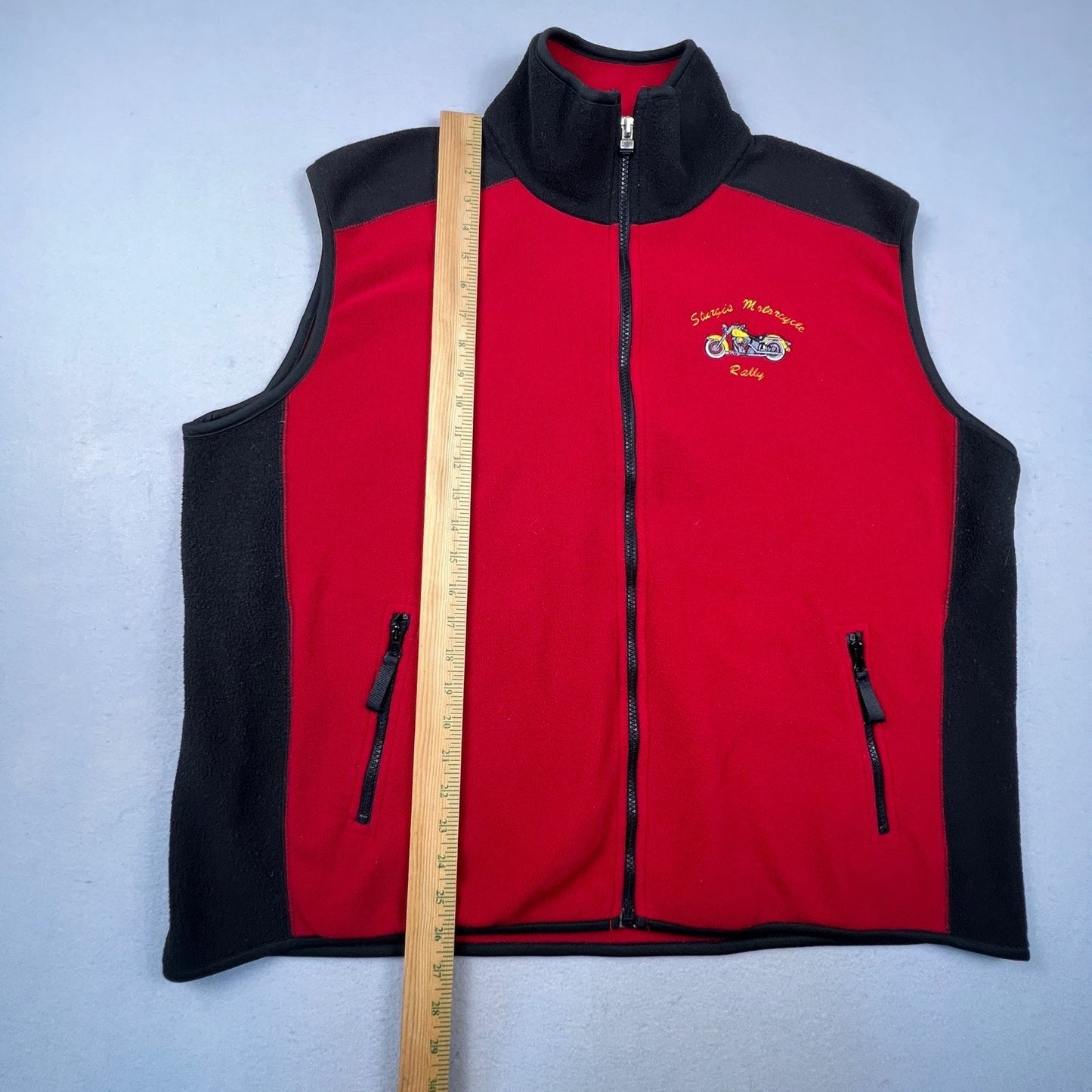 Sturgis Motorcycle Rally Fleece Vest Mens XL Red Biker Full Zip Gilet Noblewear