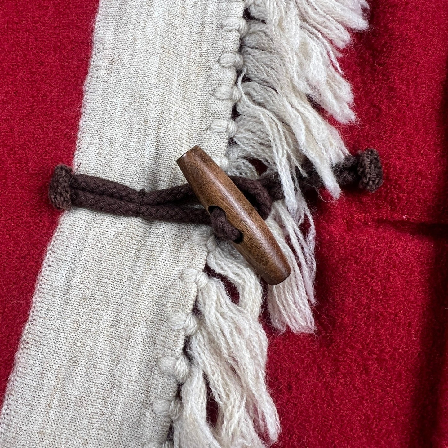 Sparrow Anthropologie Cardigan Womens Small Red Wool Fringe Toggle Boho Sweater
