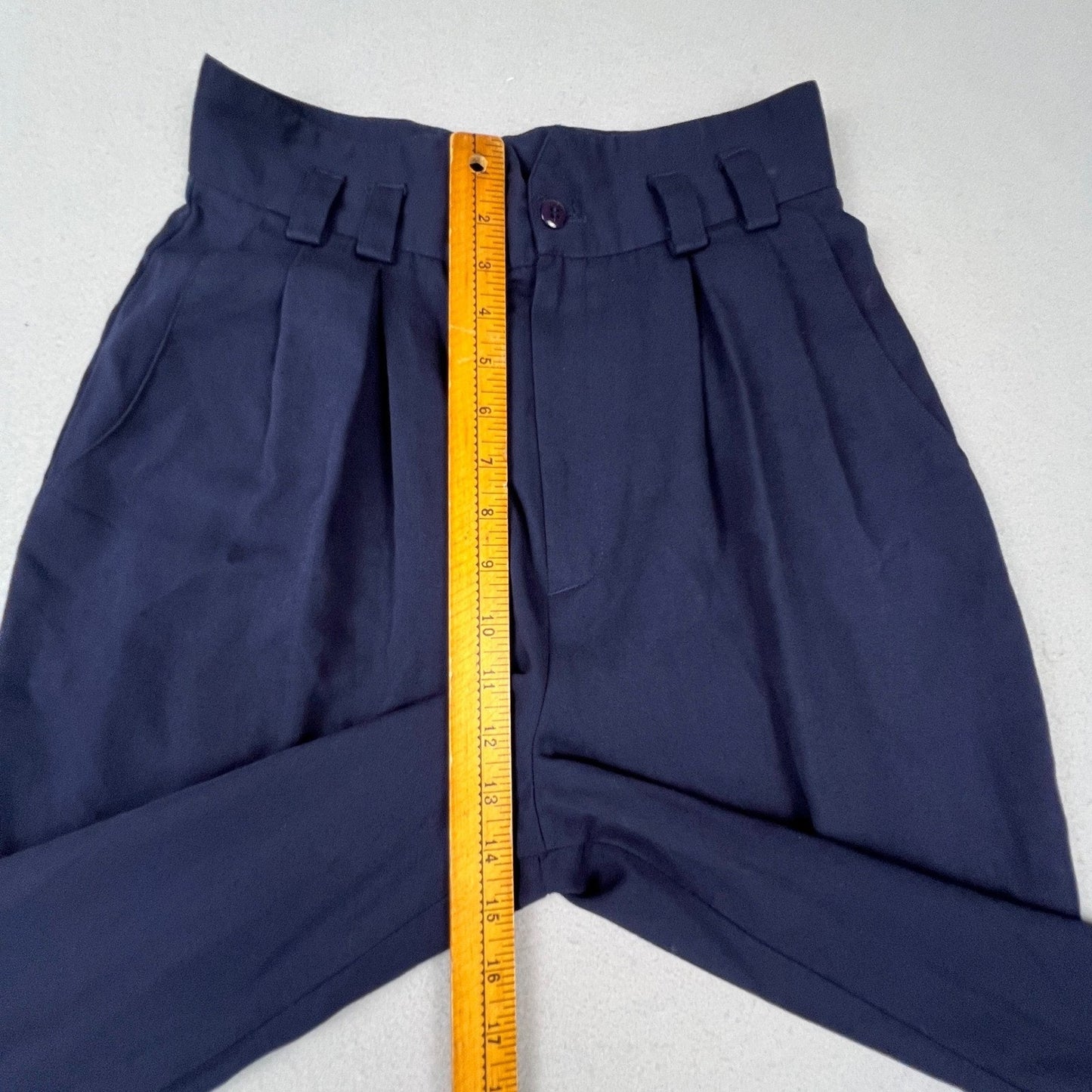 Stringbean Pleated Trousers Womens 9/10 Navy Blue High Rise Tapered Vintage USA