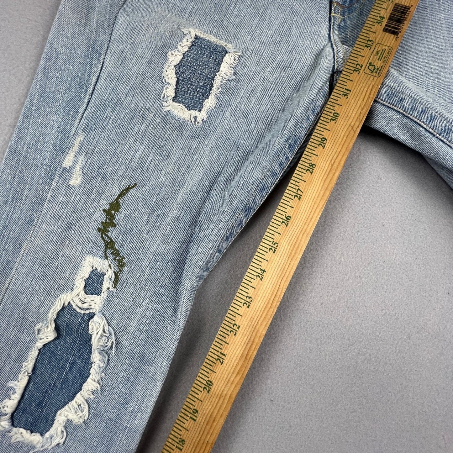VTG Y2K Bebe Flare Jeans Womens 27 Embroidered Distressed Patchwork Boho